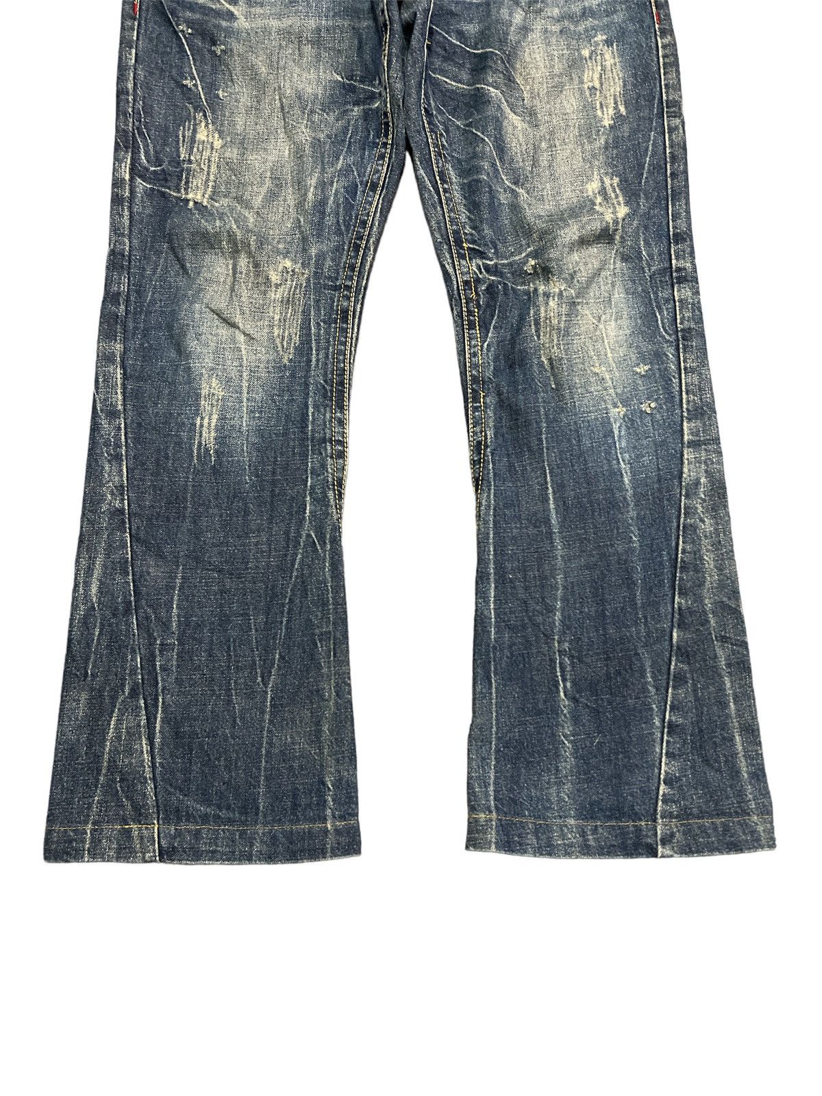 Japanese Brand × Vintage FLARED💥BRIDGE DISTRESSED TWIST DENIM PANTS Size US 31 - 4 Thumbnail