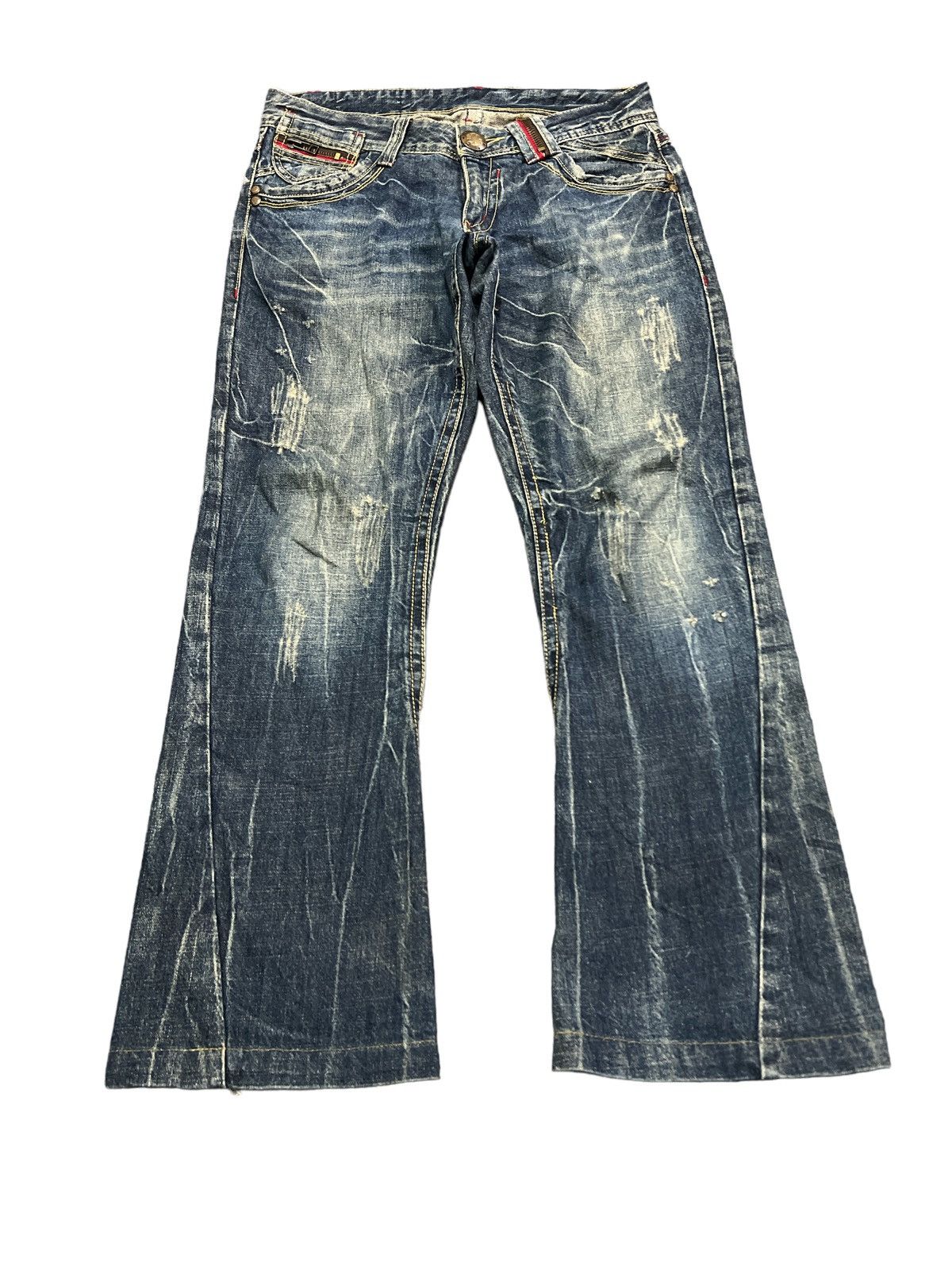 Japanese Brand × Vintage FLARED💥BRIDGE DISTRESSED TWIST DENIM PANTS Size US 31 - 2 Thumbnail
