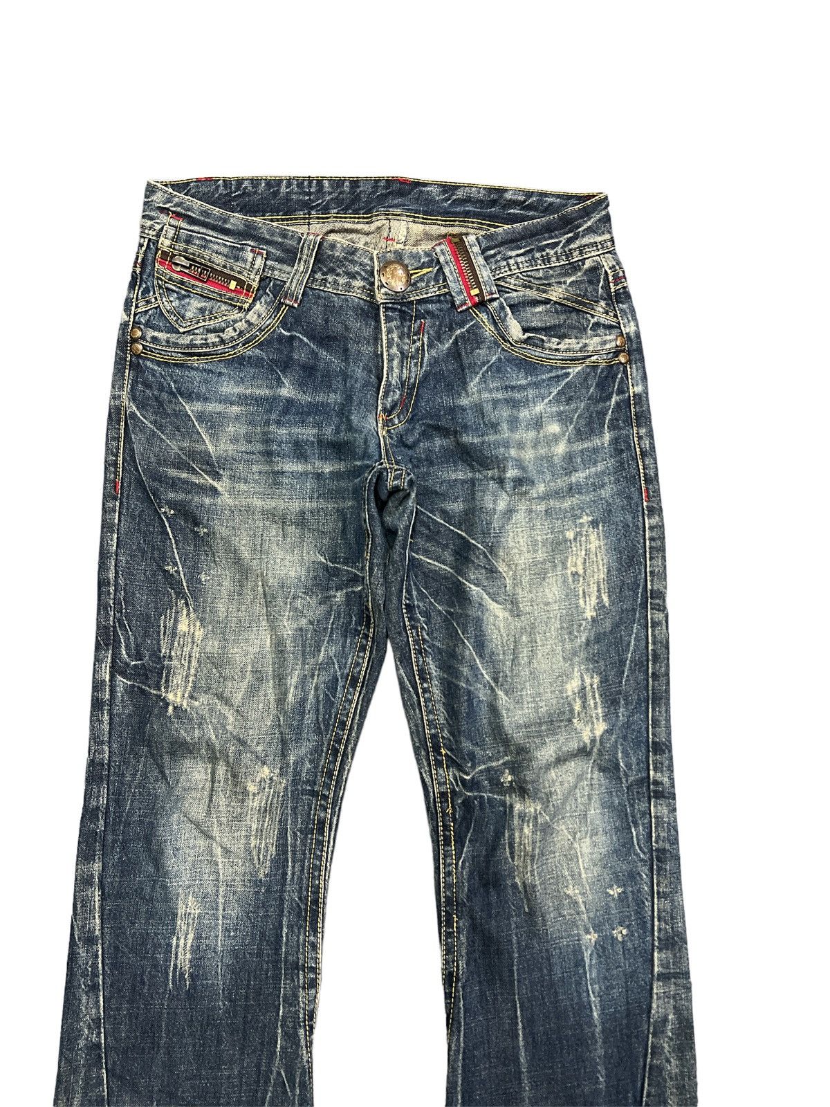 Japanese Brand × Vintage FLARED💥BRIDGE DISTRESSED TWIST DENIM PANTS Size US 31 - 3 Thumbnail