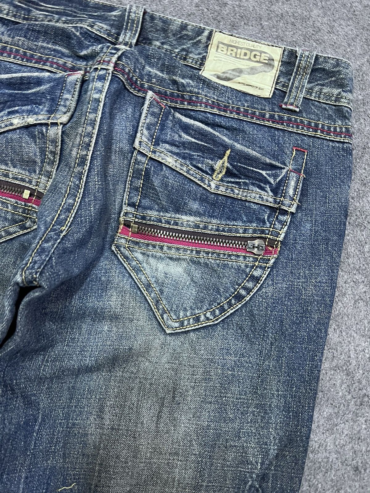 Japanese Brand × Vintage FLARED💥BRIDGE DISTRESSED TWIST DENIM PANTS Size US 31 - 8 Thumbnail