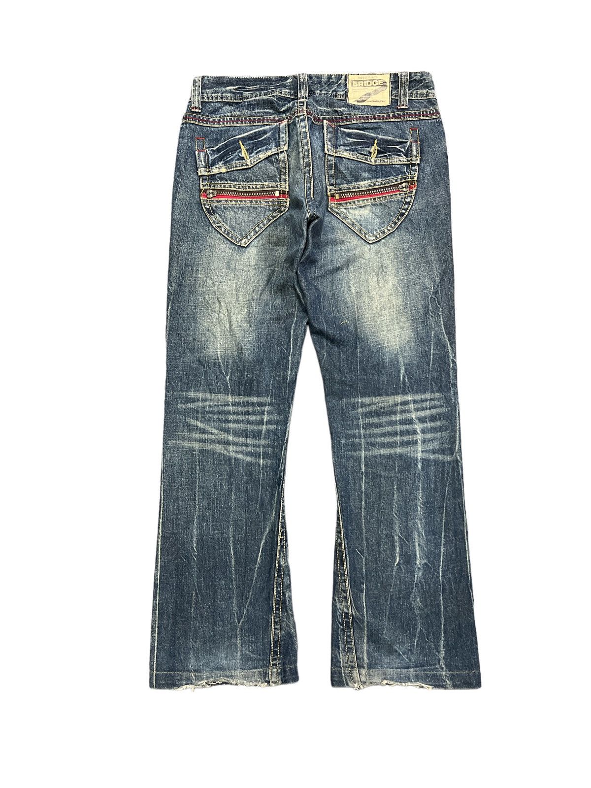 Japanese Brand × Vintage FLARED💥BRIDGE DISTRESSED TWIST DENIM PANTS Size US 31 - 7 Thumbnail