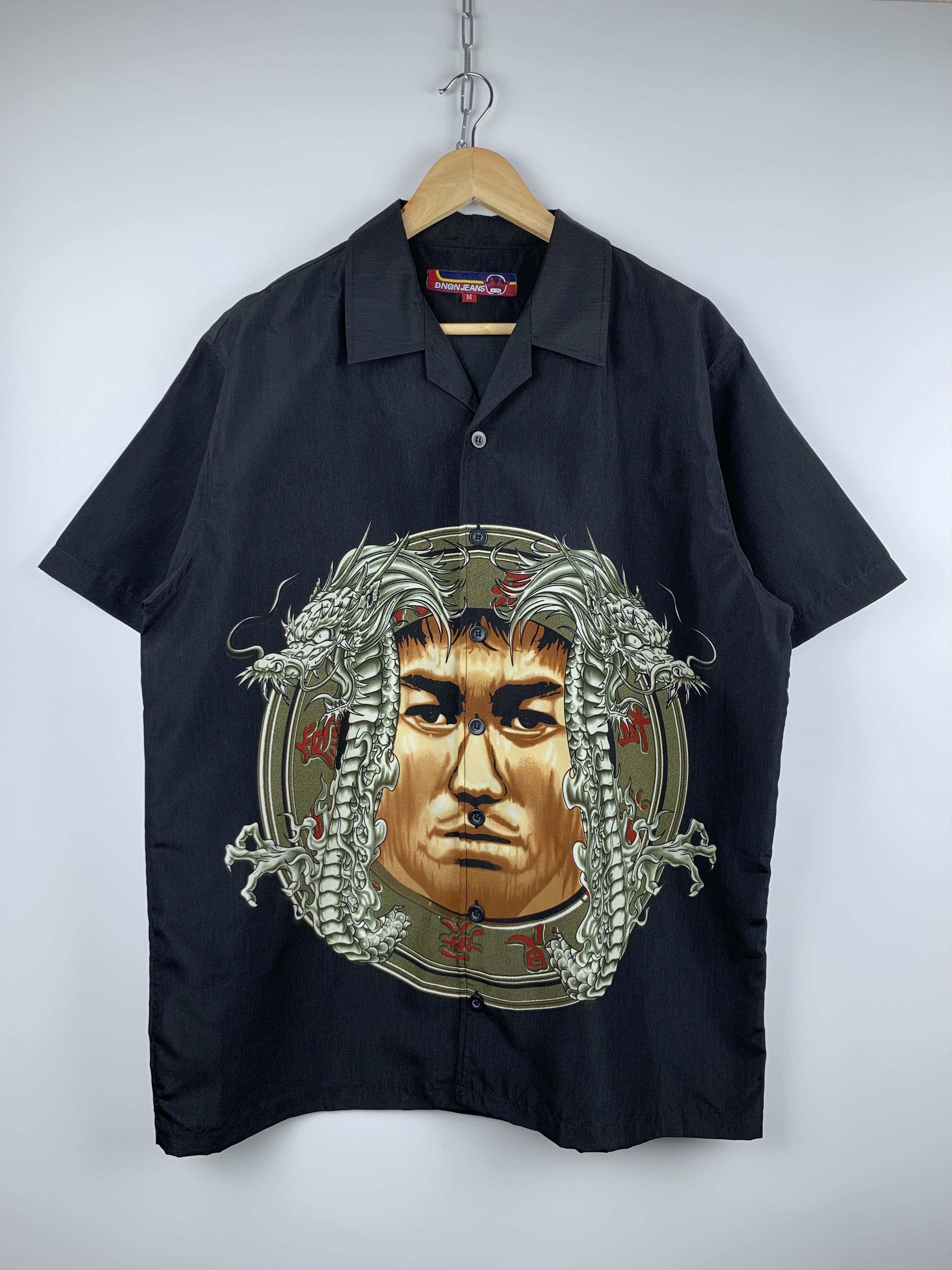 Japanese Brand 90's Dnon Jeans Vintage Dragon Bruce Lee Short Sleeve Shirt Size US M / EU 48-50 / 2 - 1 Thumbnail