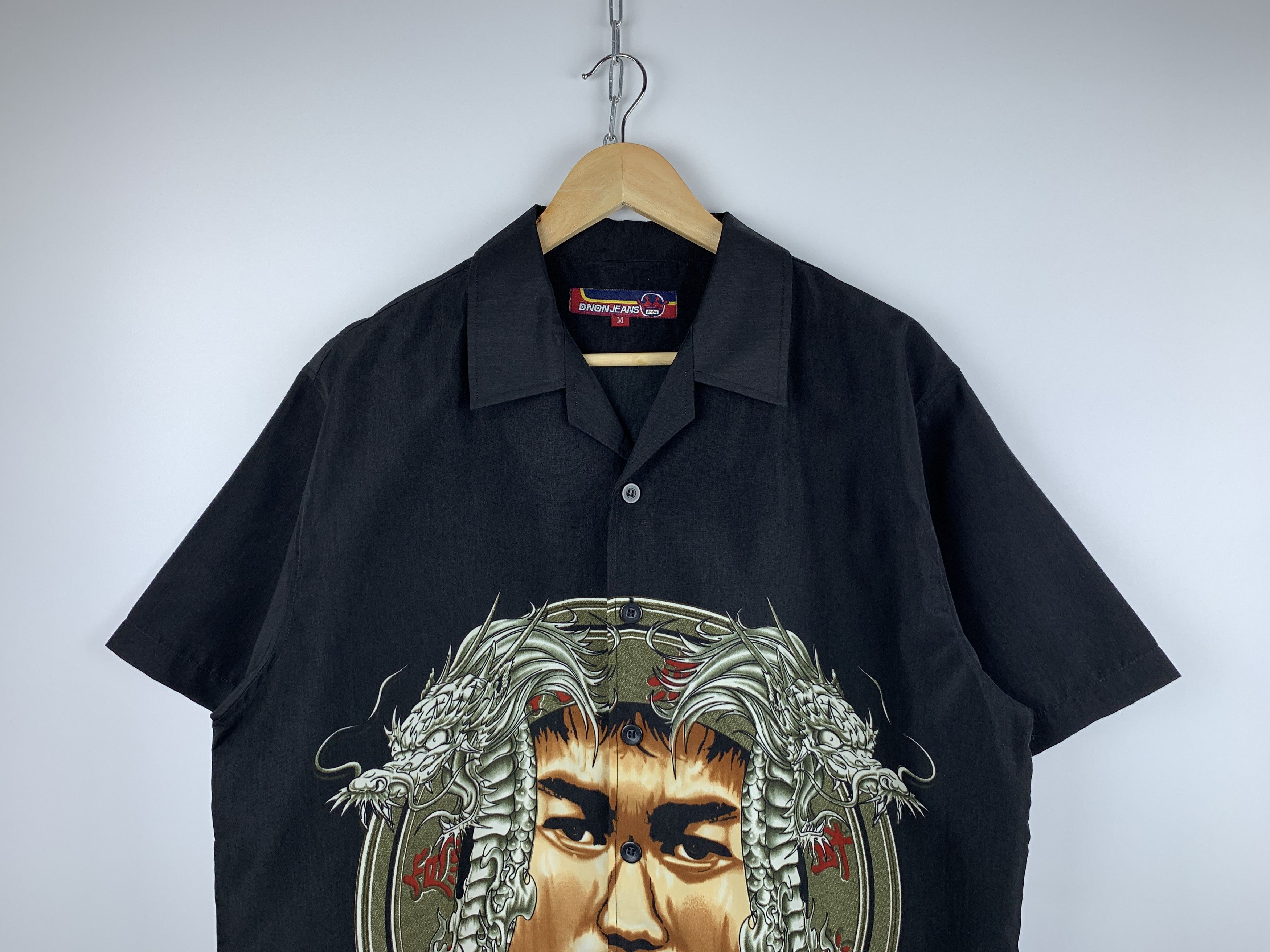 Japanese Brand 90's Dnon Jeans Vintage Dragon Bruce Lee Short Sleeve Shirt Size US M / EU 48-50 / 2 - 2 Thumbnail