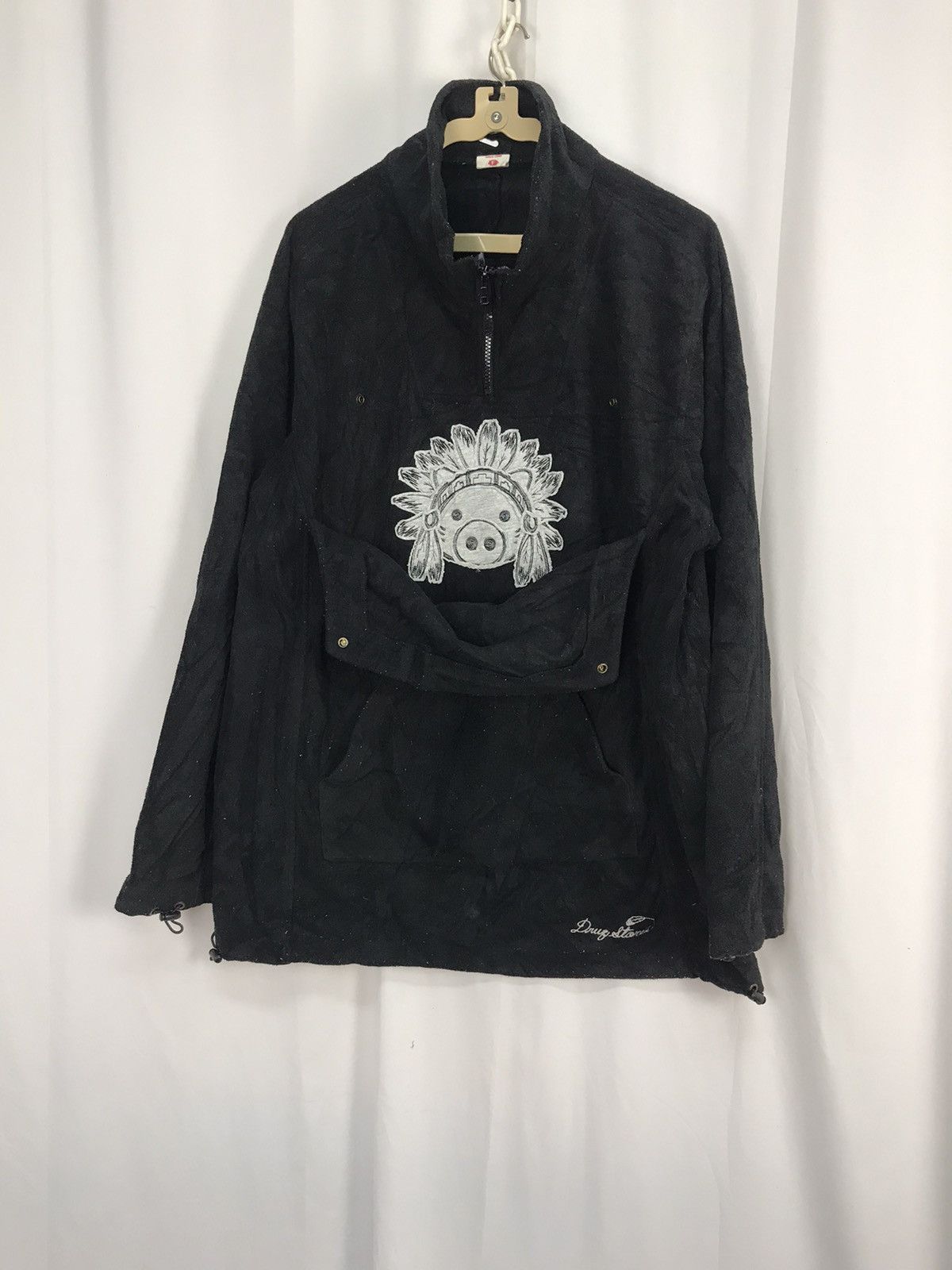 Japanese Brand Drugstore half zipper kangaroo pocket sweatshirt Size US L / EU 52-54 / 3 - 9 Thumbnail