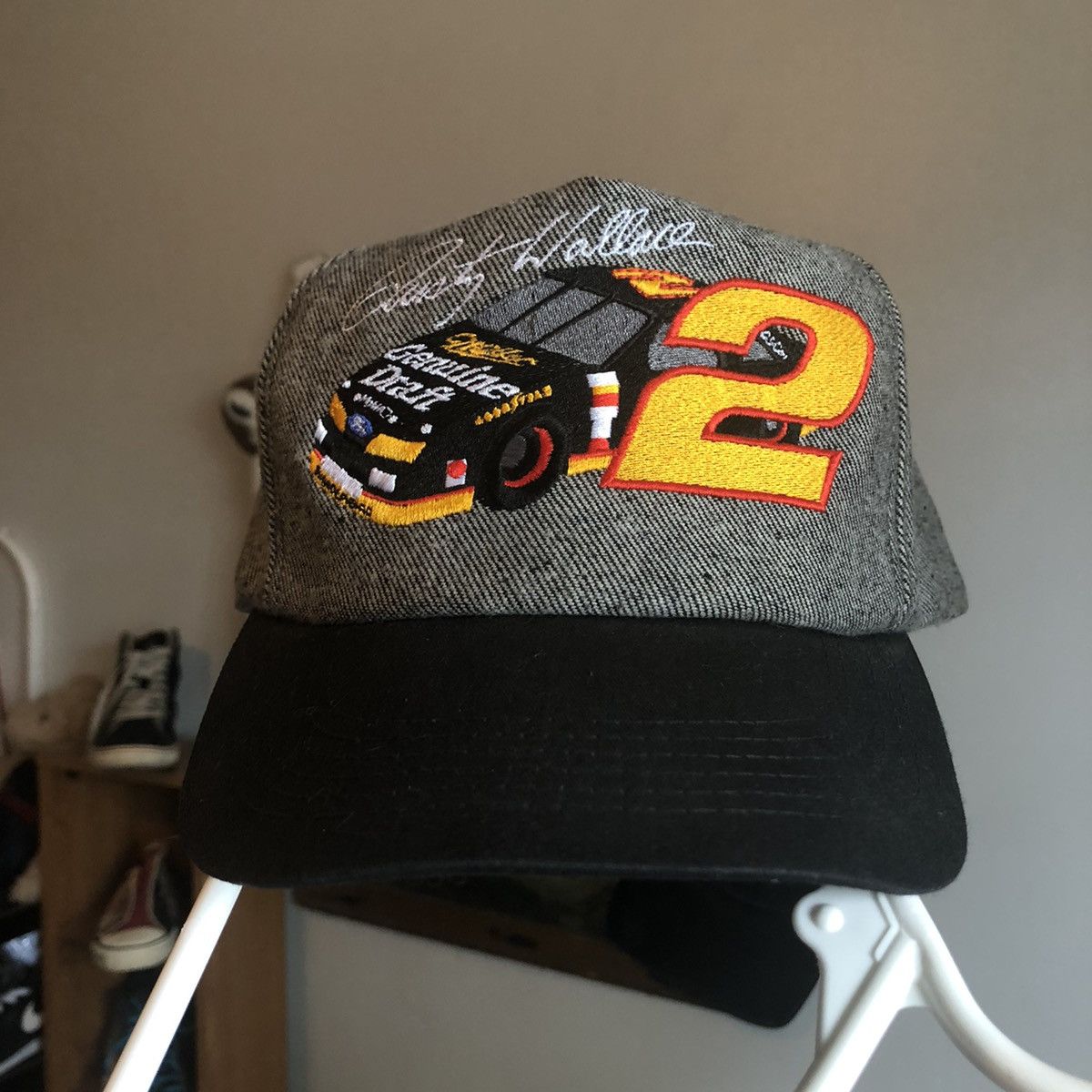 NASCAR Vintage 1990s NASCAR Rusty Wallace Embroidered Ford Logo Hat Size ONE SIZE - 1 Thumbnail