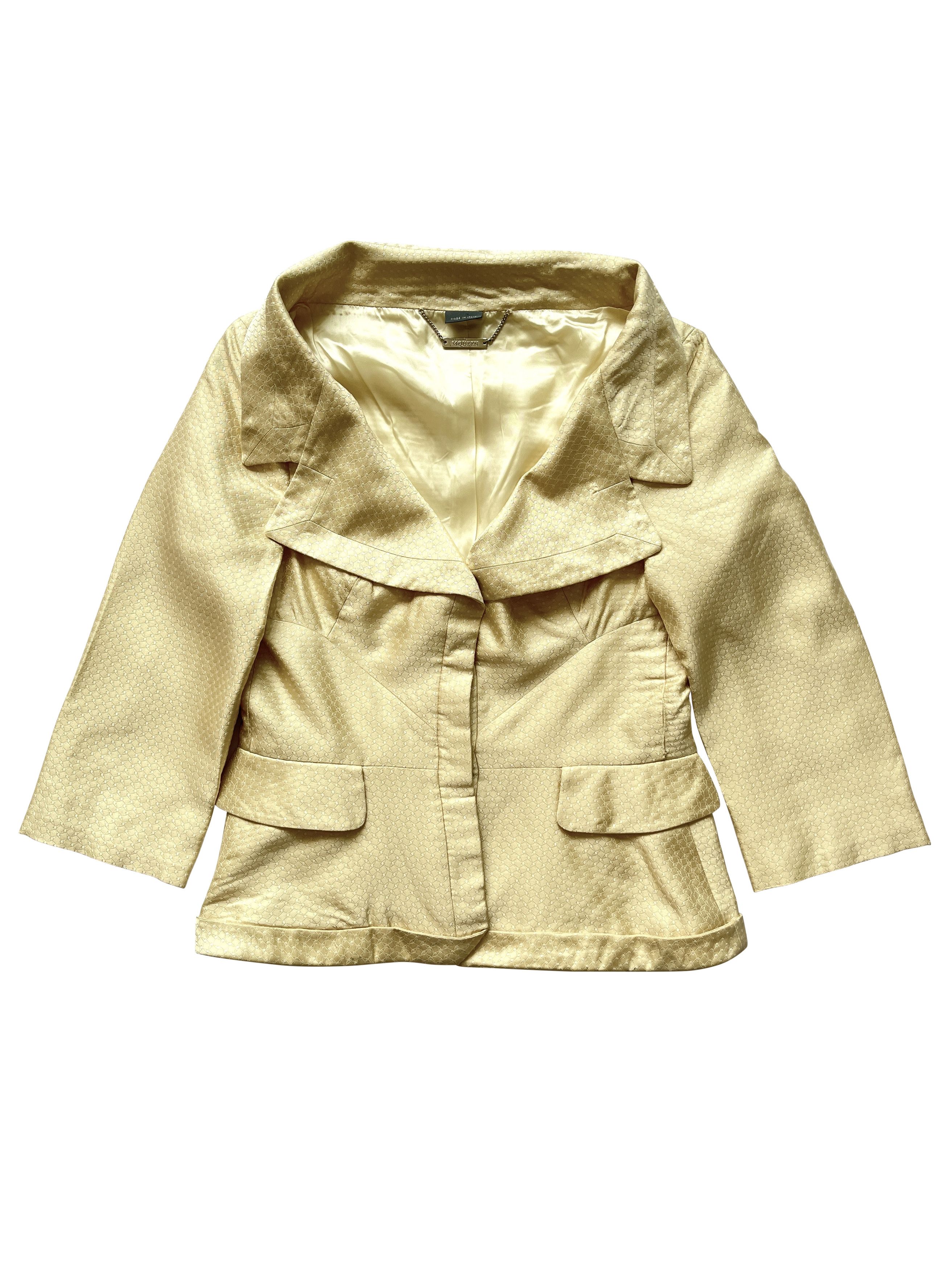 Alexander McQueen ⚡️QUICK SALE⚡️ 2006 Alexander McQueen Champagne Silk Jacket Size M / US 6-8 / IT 42-44 - 1 Thumbnail