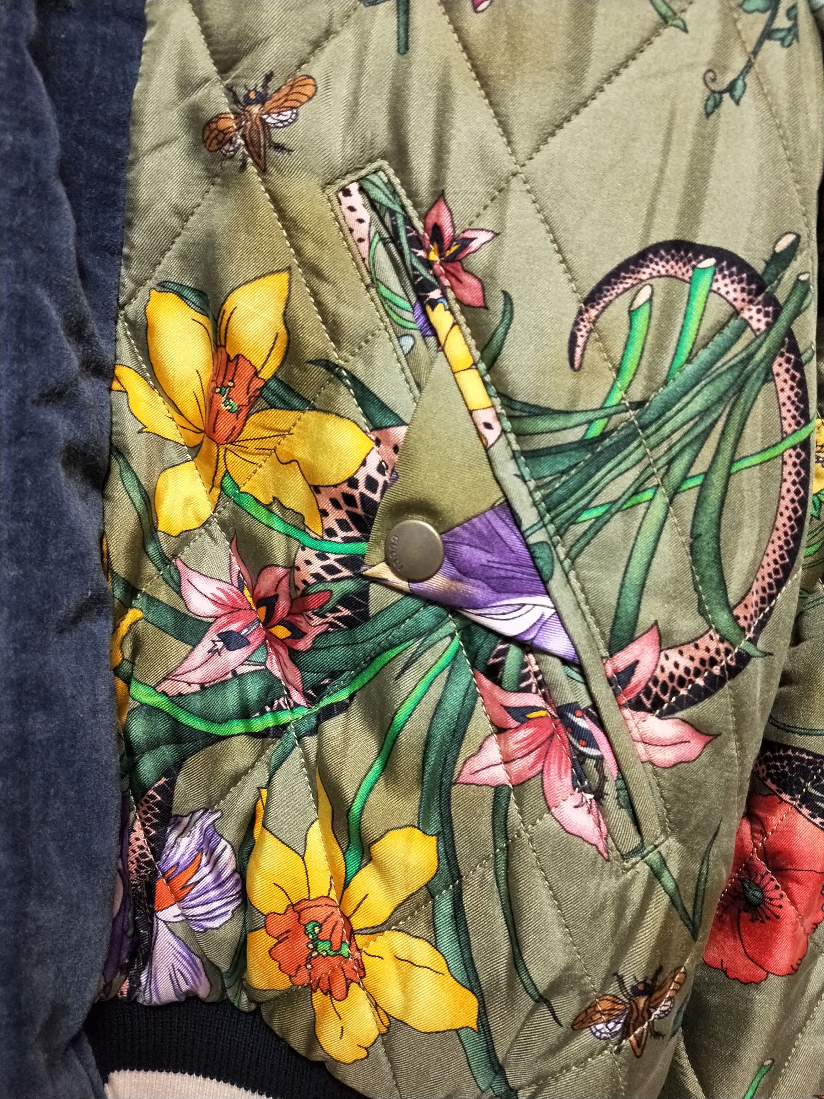 Gucci Flora Snake Silk Bomber Jacket Size US M / EU 48-50 / 2 - 3 Thumbnail