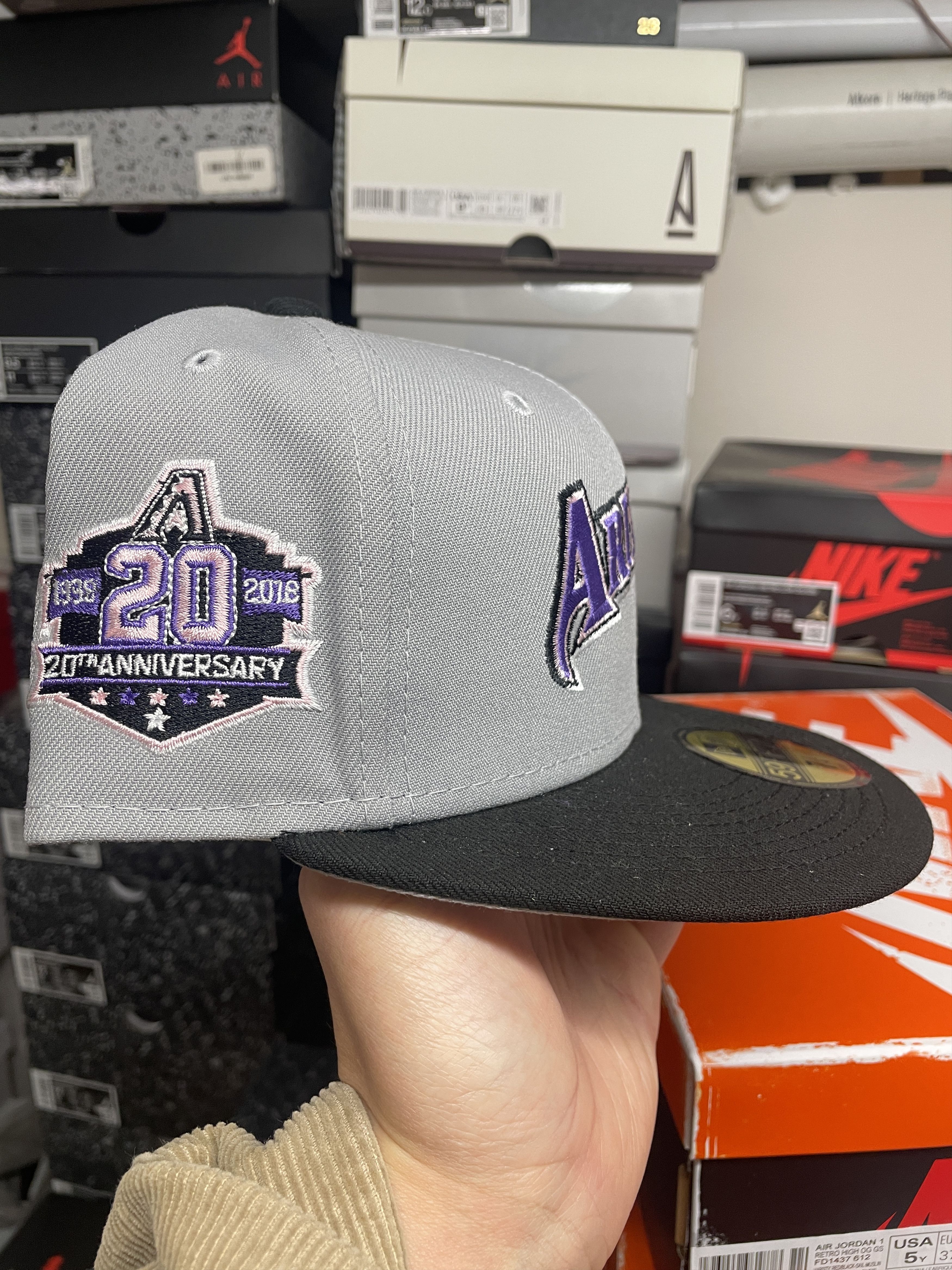 MLB × New Era 7 1/8 Script Arizona Diamondbacks Grey Black Purple 20th Cap Size ONE SIZE - 3 Thumbnail