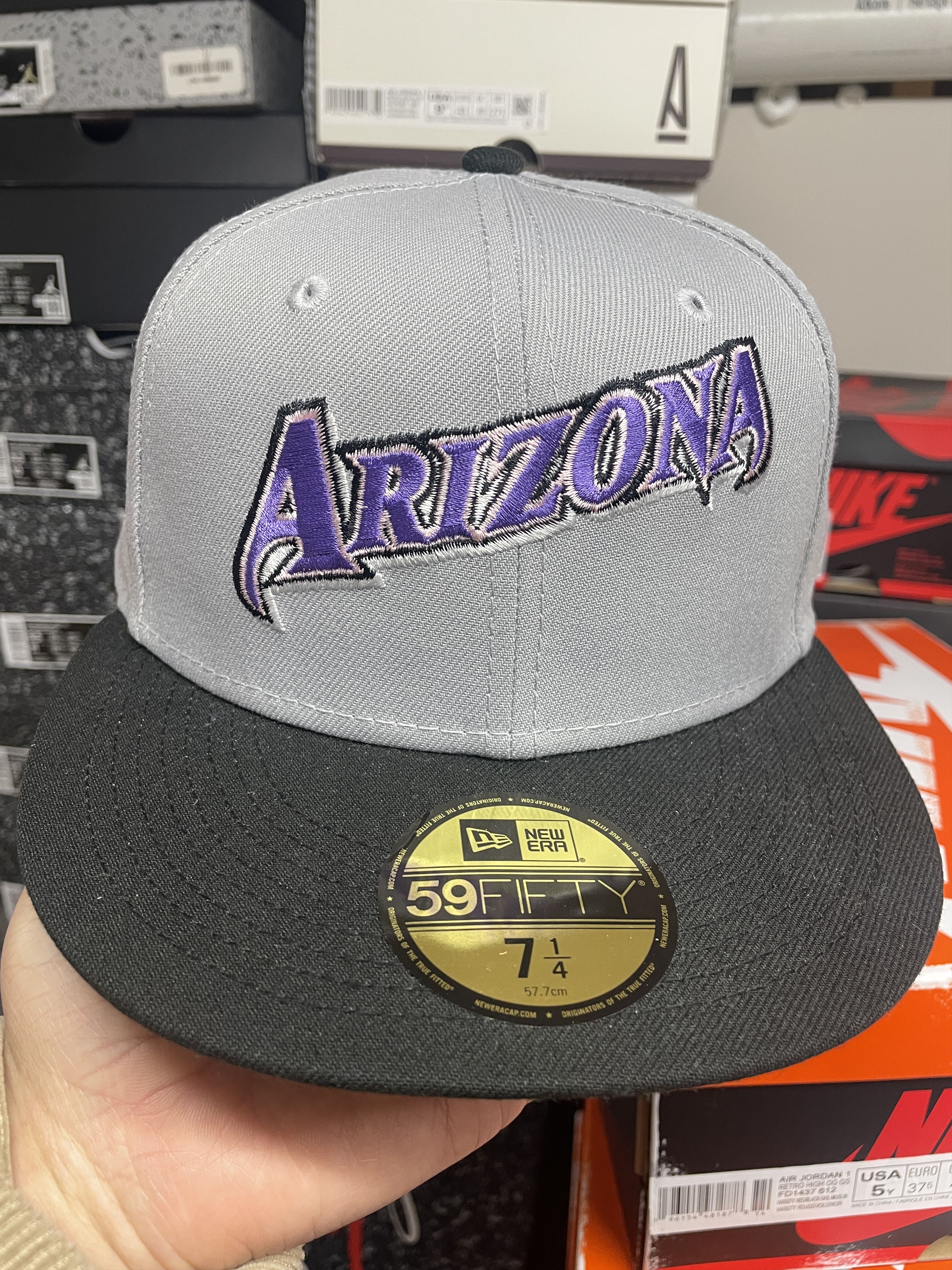 MLB × New Era 7 1/8 Script Arizona Diamondbacks Grey Black Purple 20th Cap Size ONE SIZE - 2 Thumbnail