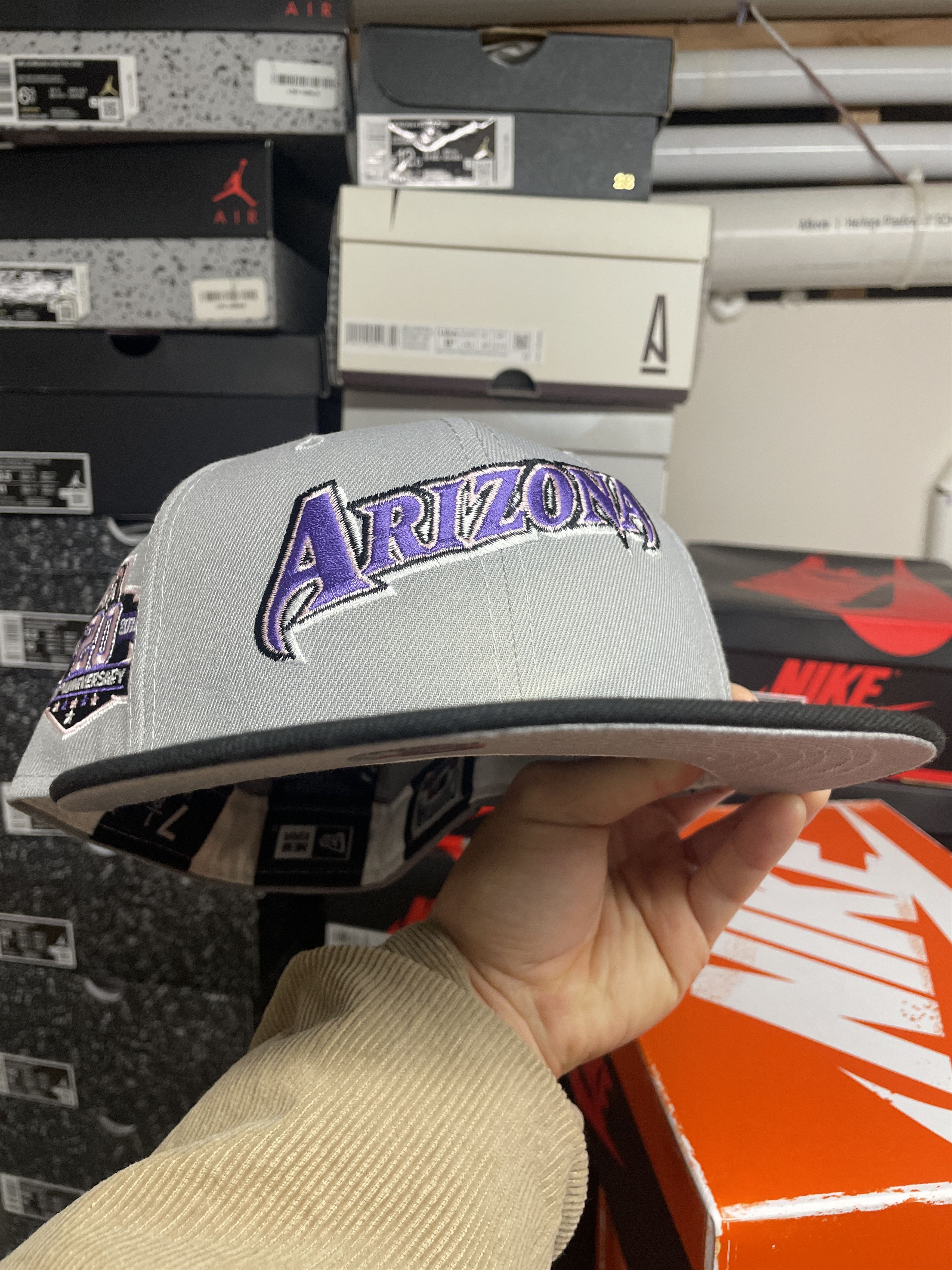 MLB × New Era 7 1/8 Script Arizona Diamondbacks Grey Black Purple 20th Cap Size ONE SIZE - 8 Thumbnail