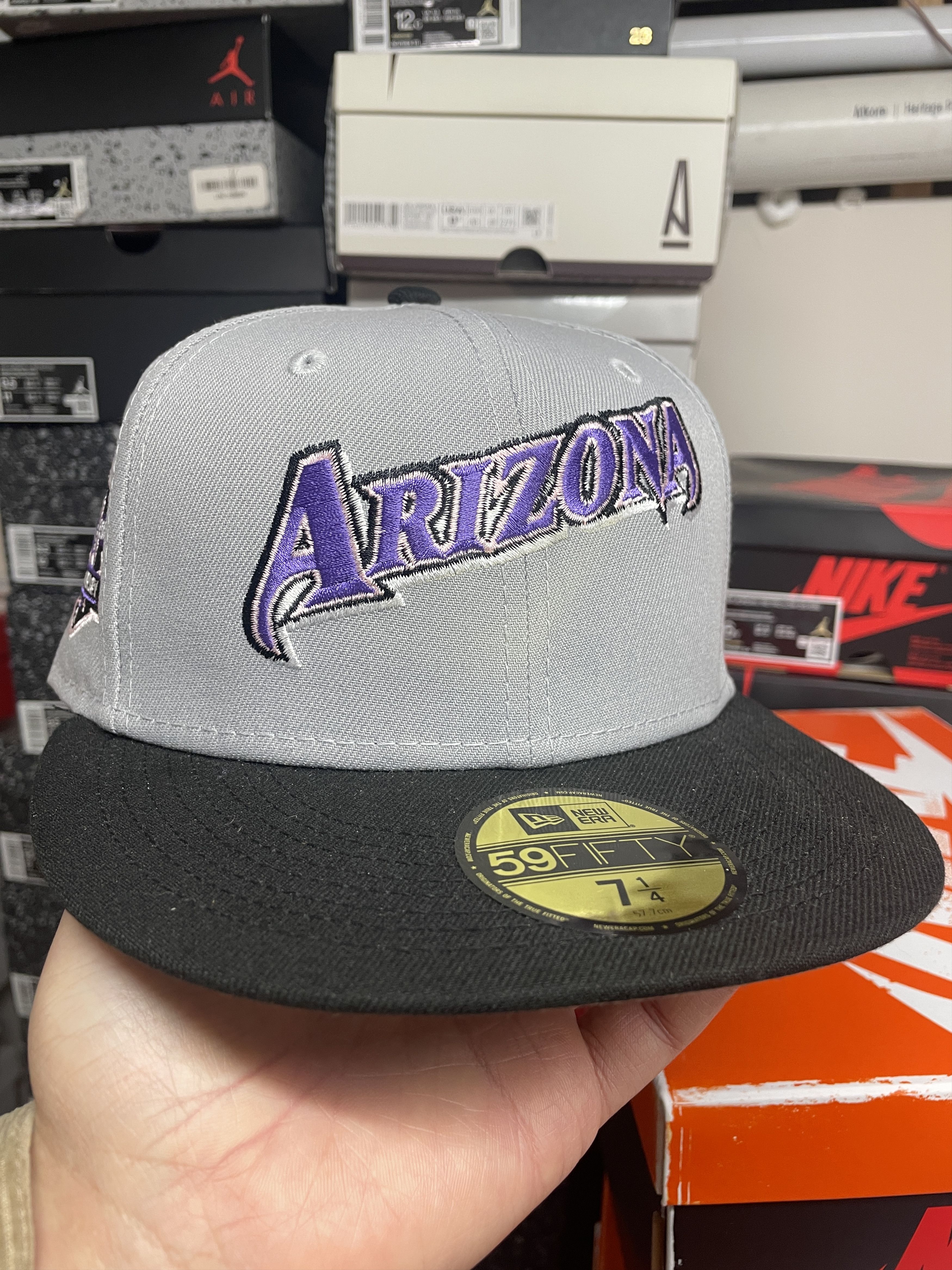 MLB × New Era 7 1/8 Script Arizona Diamondbacks Grey Black Purple 20th Cap Size ONE SIZE - 1 Thumbnail