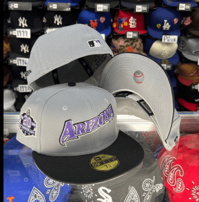 MLB × New Era 7 1/8 Script Arizona Diamondbacks Grey Black Purple 20th Cap Size ONE SIZE - 9 Thumbnail