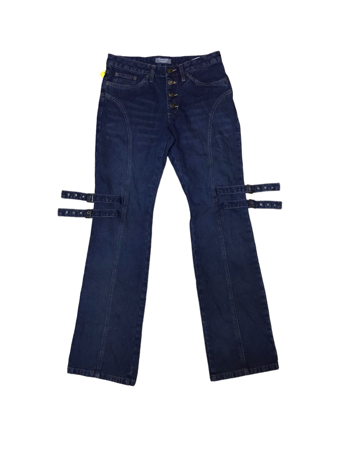 image of Seditionaries x Vintage Jouer Aux Echecs Denim Buckle Knee in Blue, Men's (Size 29)