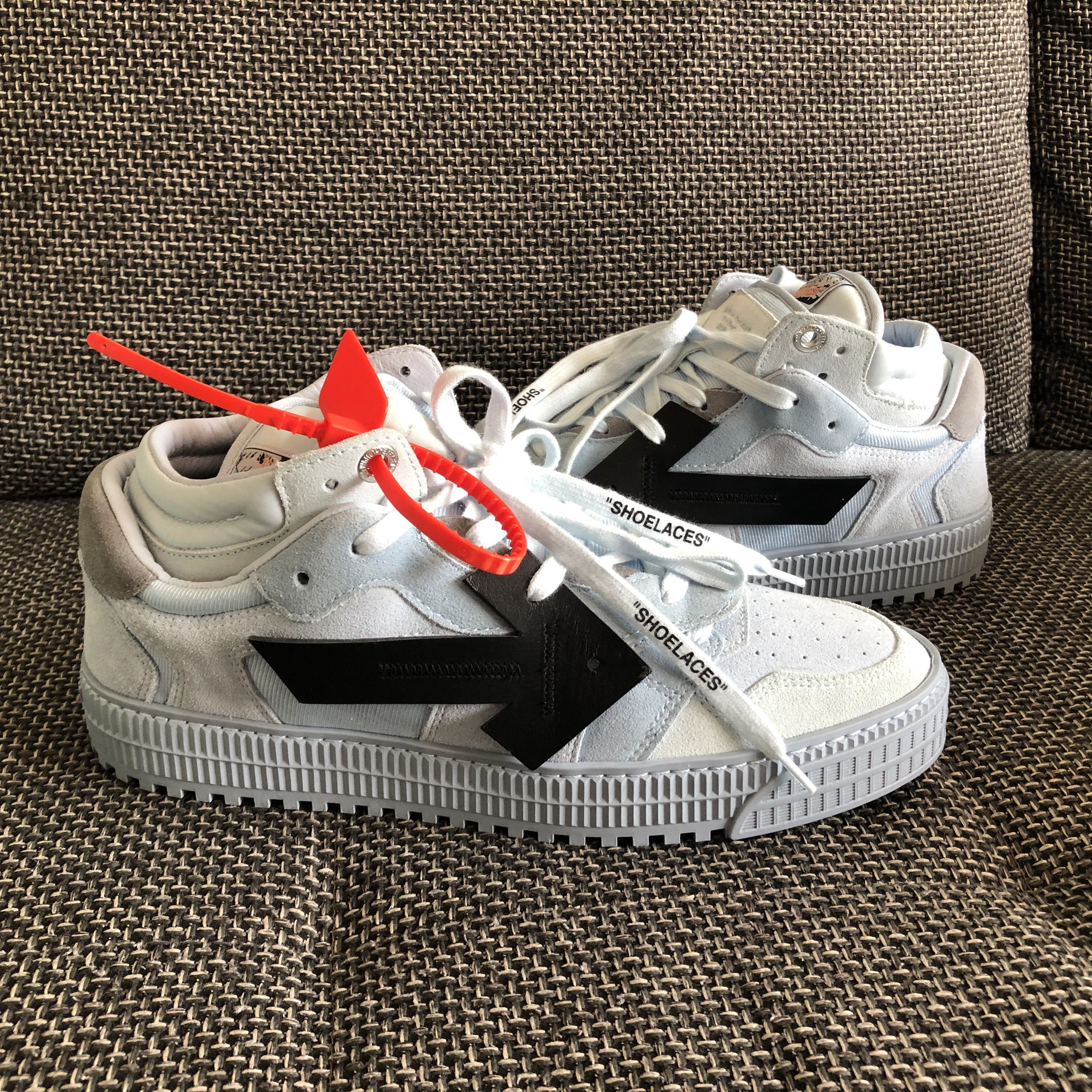 Off-White Virgil Abloh Low Vulcanized Black White Canvas Sneakers EU 42 US  8.5