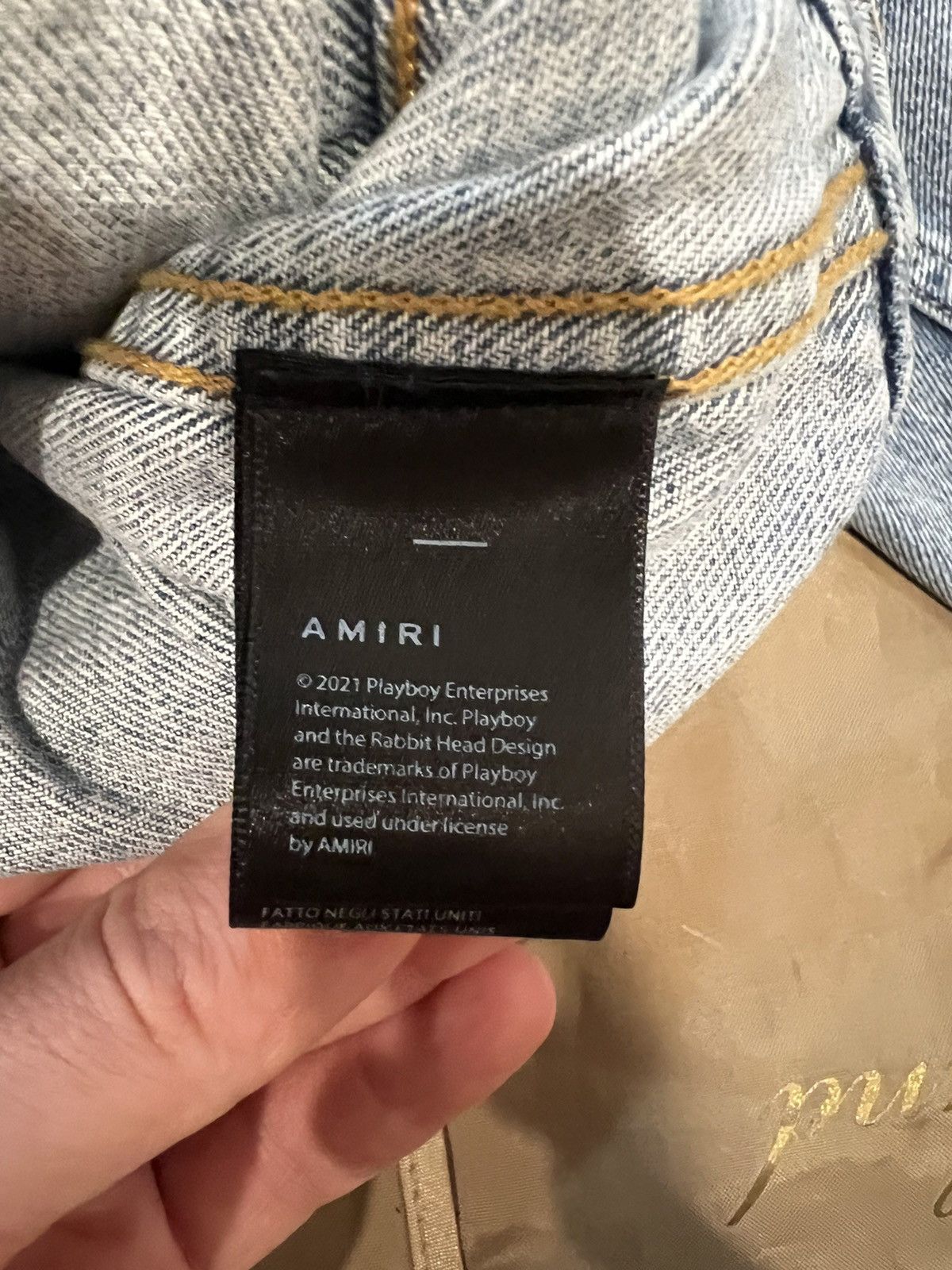Amiri AMIRI x Playboy distressed-finish denim jacket size S Size US S / EU 44-46 / 1 - 4 Thumbnail