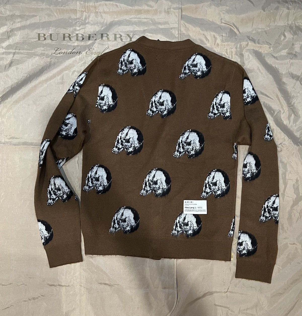 Amiri Amiri Wes Lang Repeat Skull Wool Cardigan size L Size US L / EU 52-54 / 3 - 7 Thumbnail
