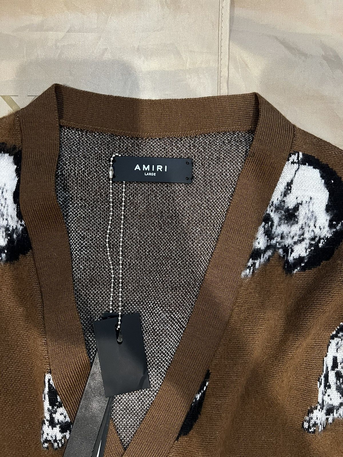 Amiri Amiri Wes Lang Repeat Skull Wool Cardigan size L Size US L / EU 52-54 / 3 - 2 Thumbnail
