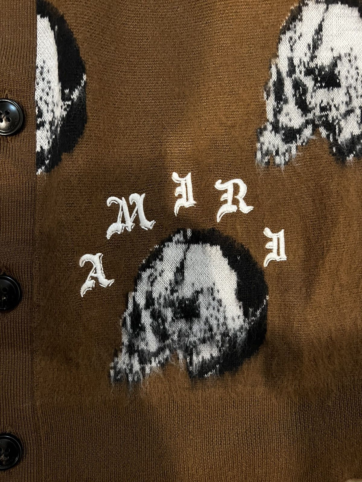 Amiri Amiri Wes Lang Repeat Skull Wool Cardigan size L Size US L / EU 52-54 / 3 - 3 Thumbnail