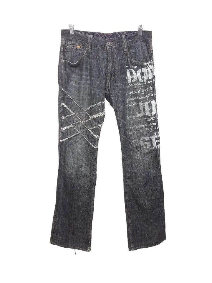 image of Matsuda Nicole Club For Men Quotes Paint Denim Jeans Pants (Size 33)