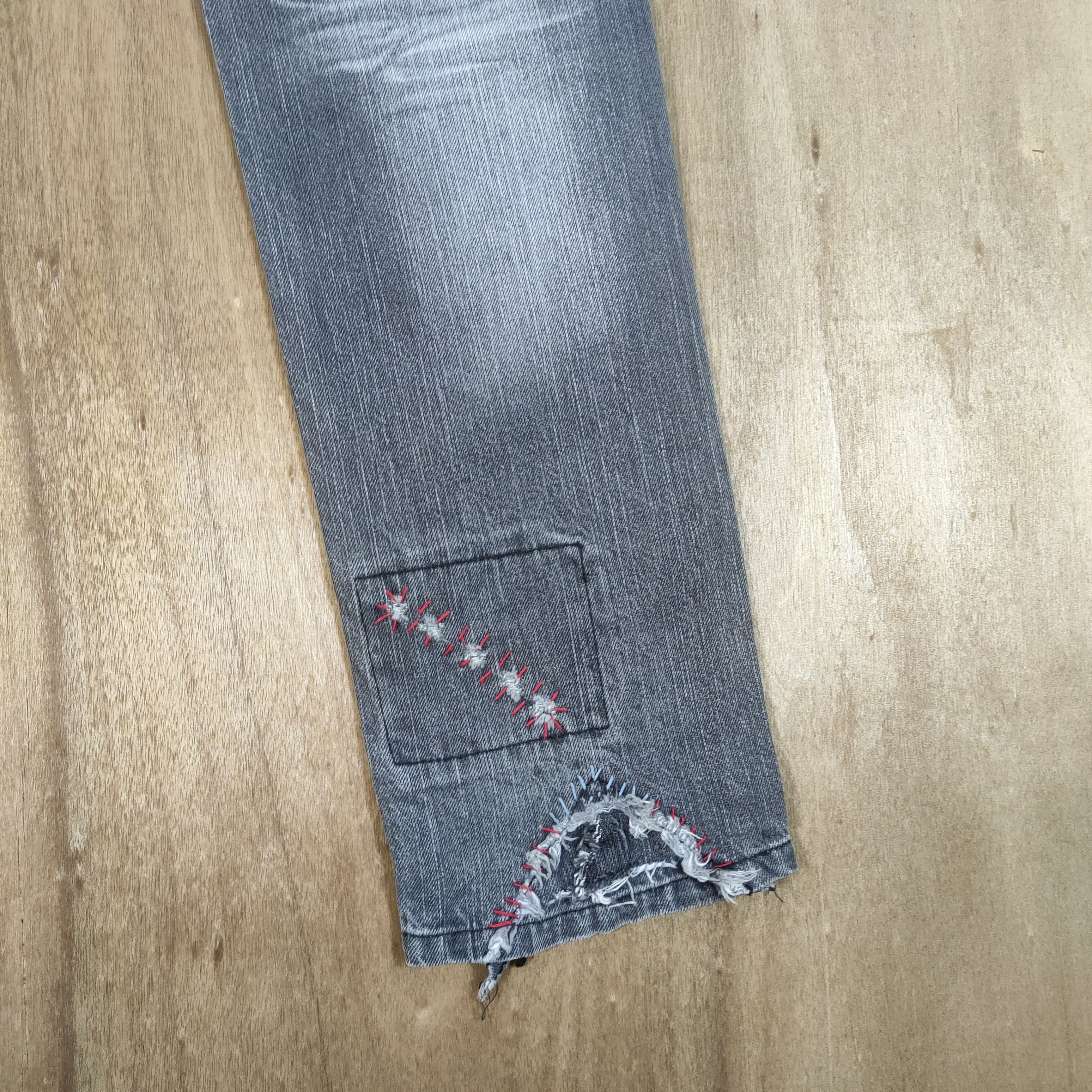 Black Label VINTAGE JURY BLACK SHAHIKO BORO FADED RIPPED JEANS PANTS Size US 34 / EU 50 - 12 Thumbnail