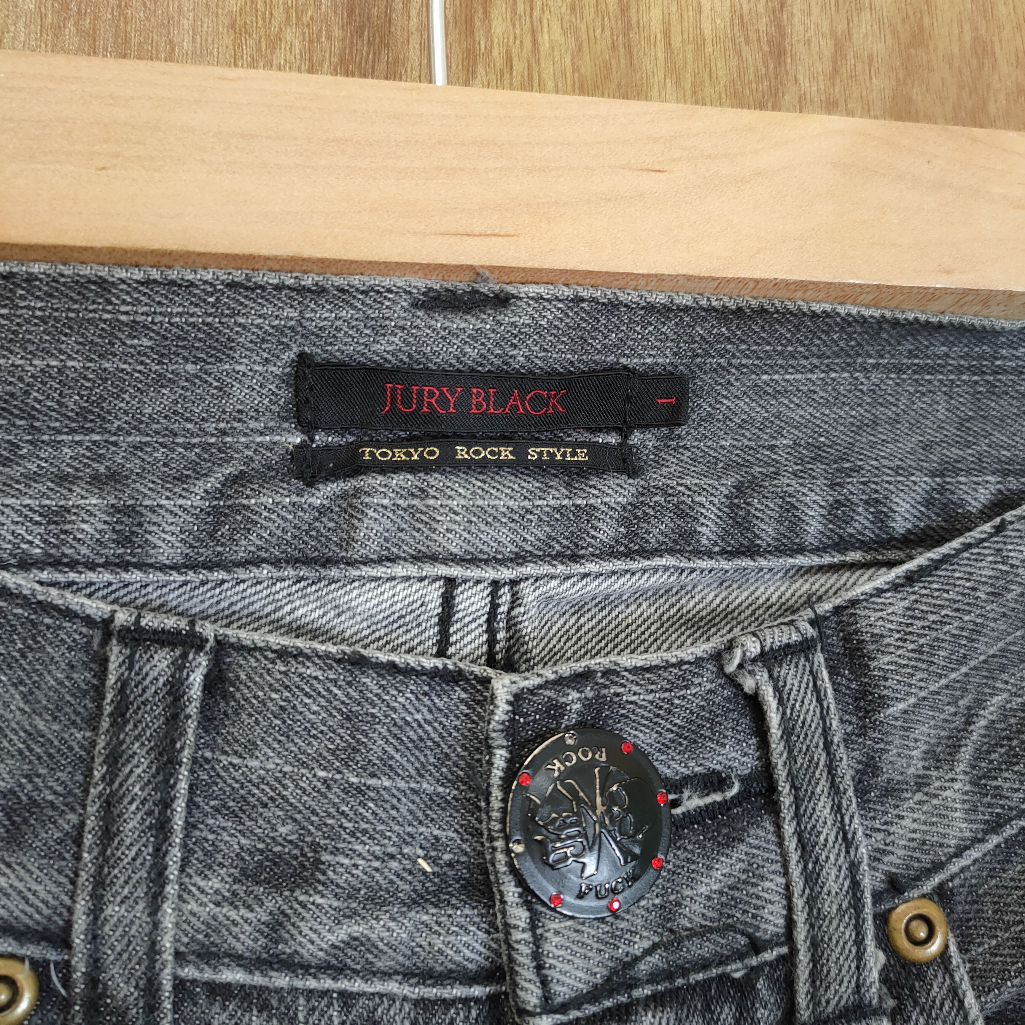 Black Label VINTAGE JURY BLACK SHAHIKO BORO FADED RIPPED JEANS PANTS Size US 34 / EU 50 - 7 Thumbnail