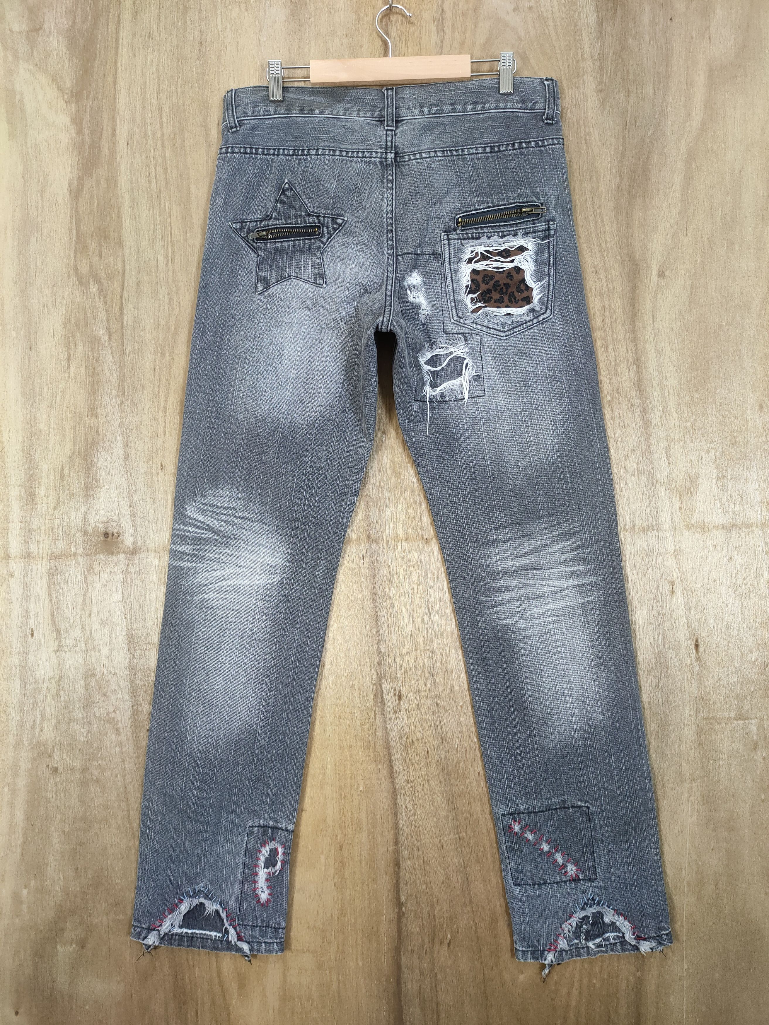 Black Label VINTAGE JURY BLACK SHAHIKO BORO FADED RIPPED JEANS PANTS Size US 34 / EU 50 - 8 Thumbnail
