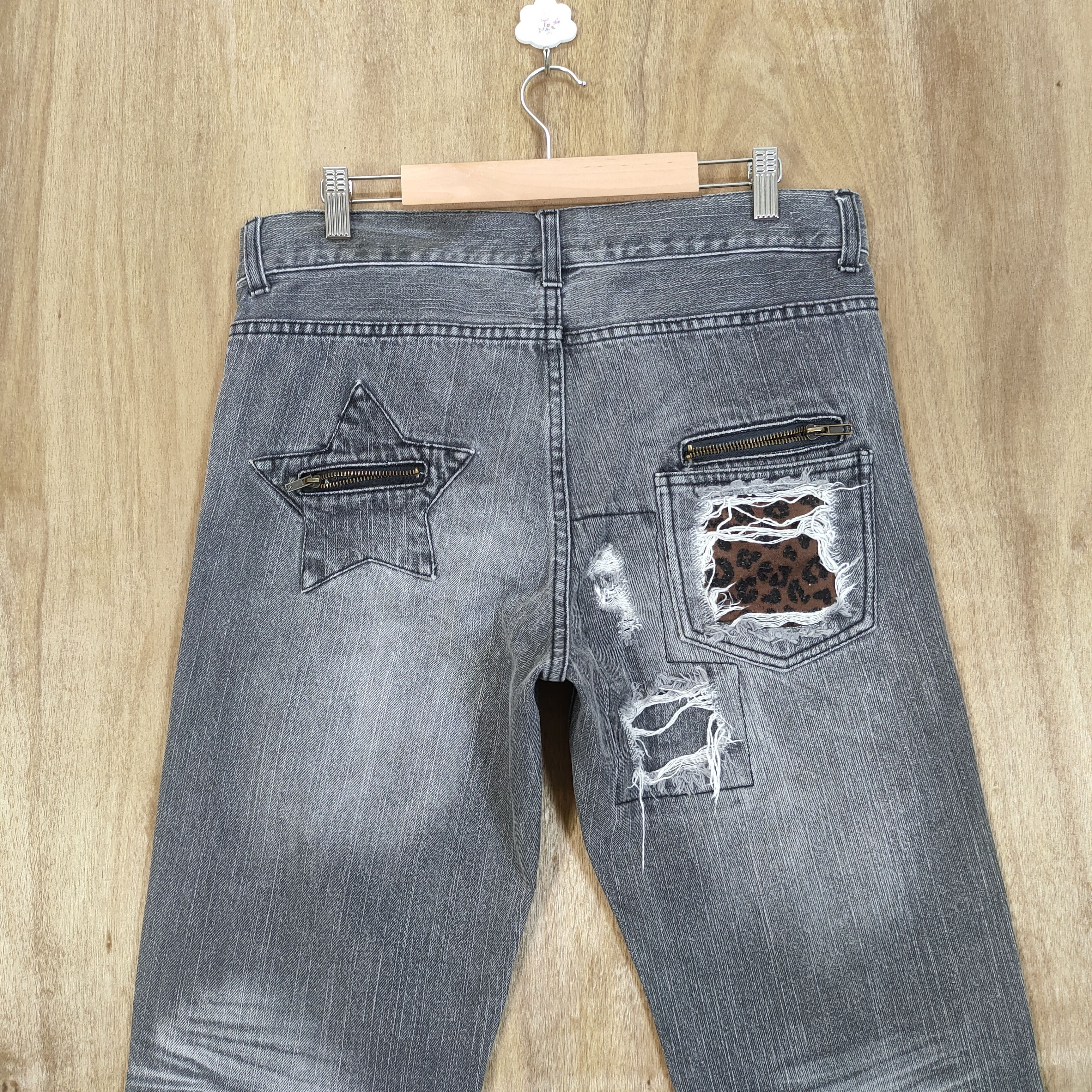 Black Label VINTAGE JURY BLACK SHAHIKO BORO FADED RIPPED JEANS PANTS Size US 34 / EU 50 - 9 Thumbnail