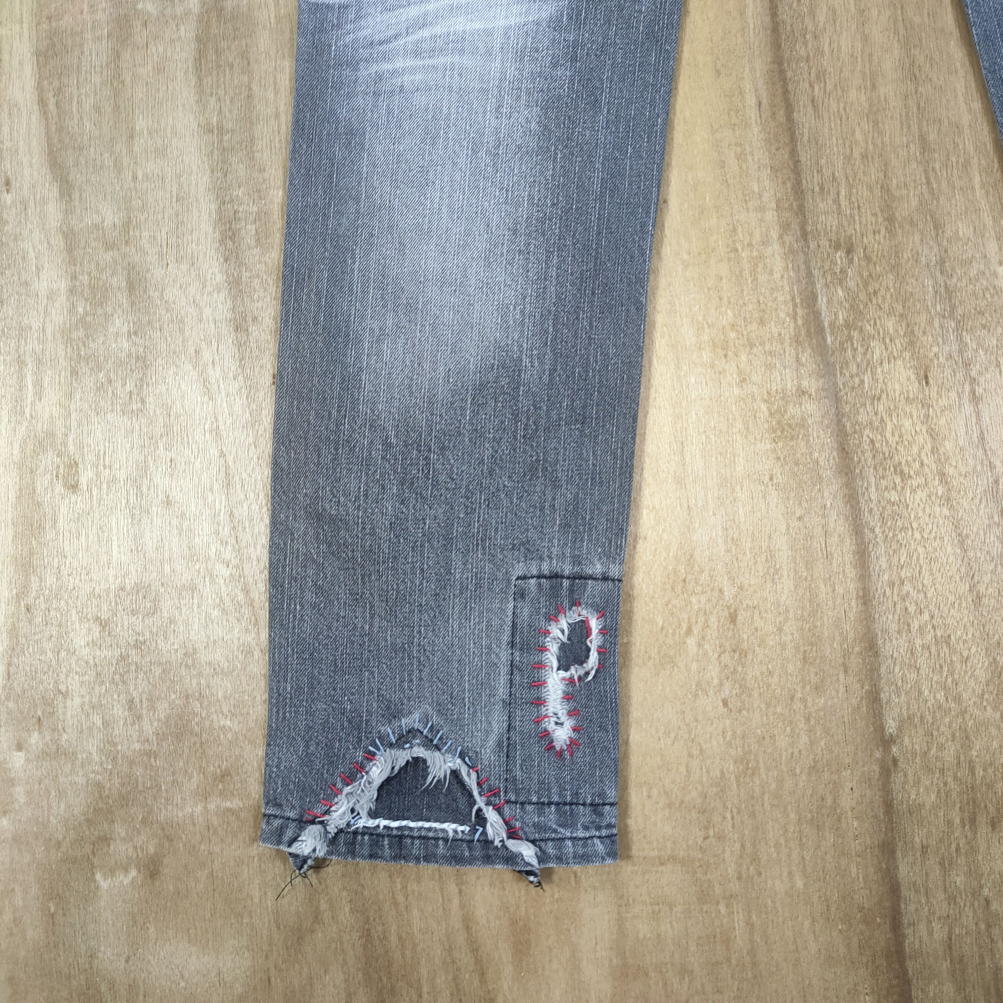 Black Label VINTAGE JURY BLACK SHAHIKO BORO FADED RIPPED JEANS PANTS Size US 34 / EU 50 - 11 Thumbnail