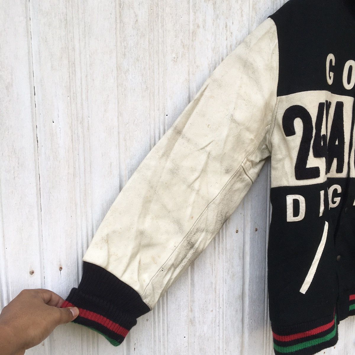 Vintage Golddigger 24 KARATS Varsity Leather Wool Rare Size US L / EU 52-54 / 3 - 2 Thumbnail