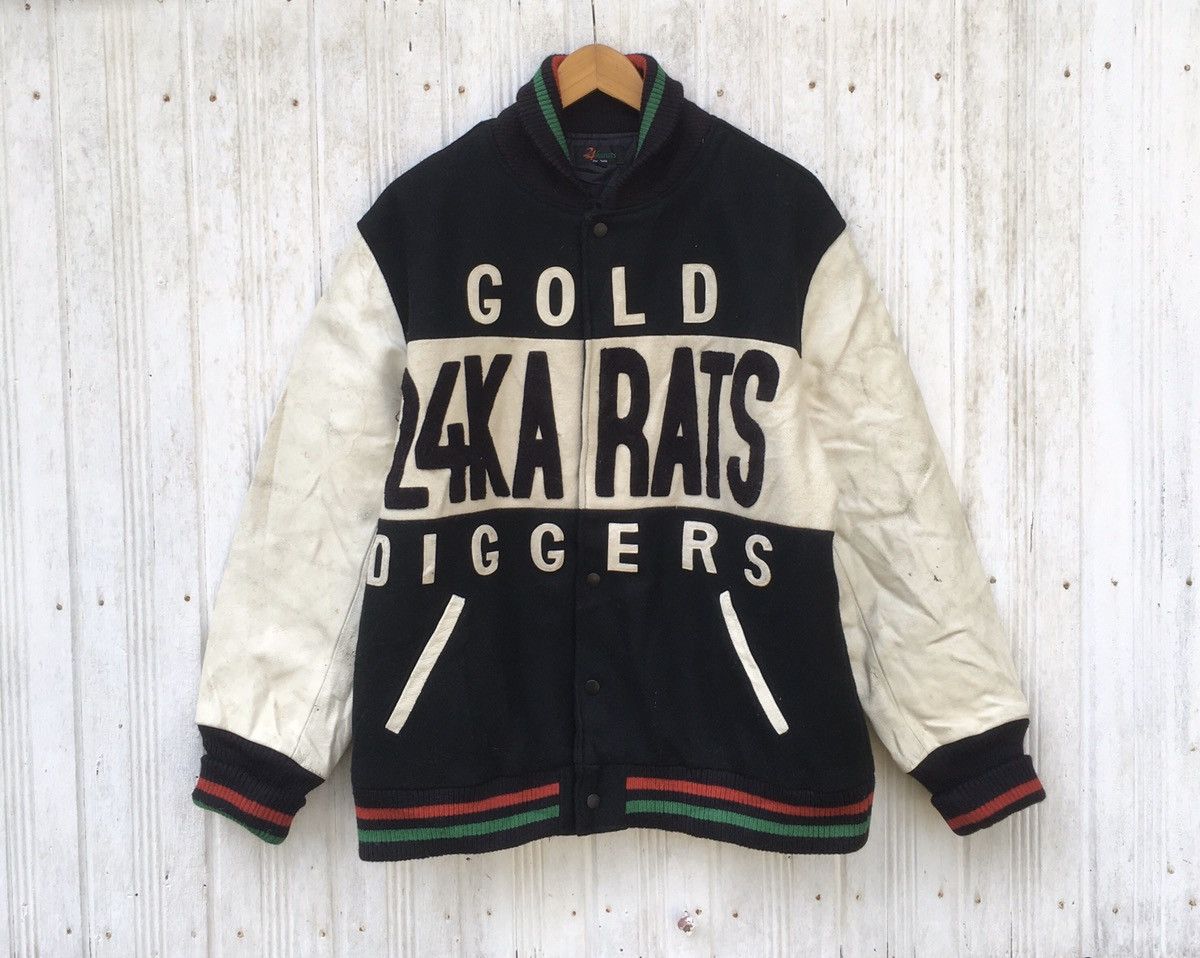 Vintage Golddigger 24 KARATS Varsity Leather Wool Rare Size US L / EU 52-54 / 3 - 1 Thumbnail