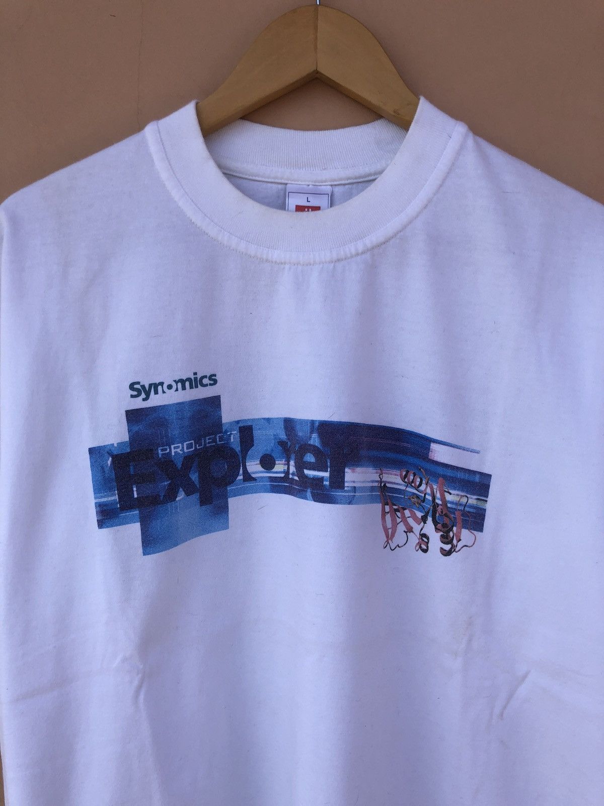 Microsoft Vintage 90s Explorer Project White Tee (Apple Nokia Motorola Size US L / EU 52-54 / 3 - 3 Thumbnail