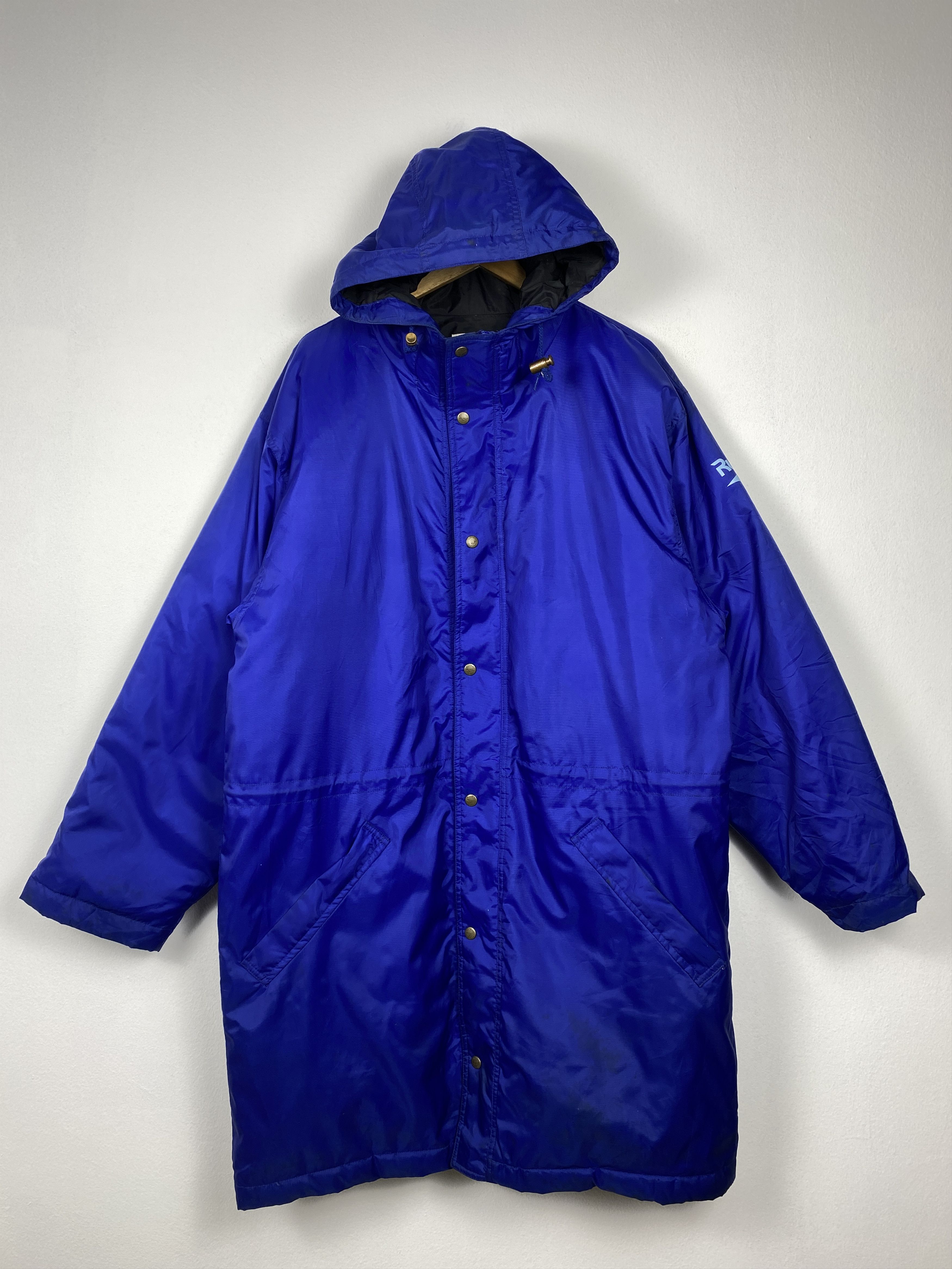 image of Run Bird Mizuno Puffer Lining Hoodie Jacket in Blue, Men's (Size Large)