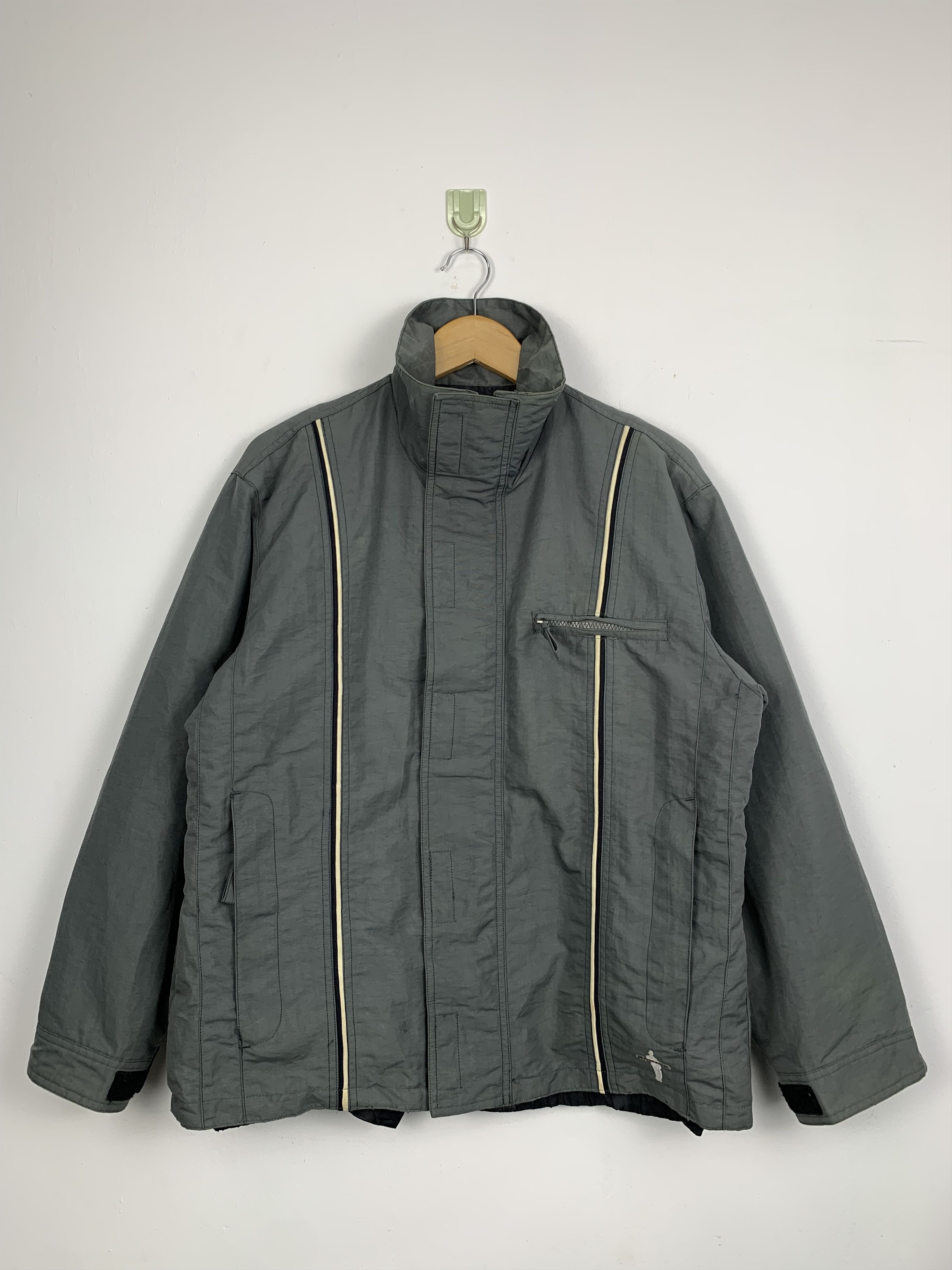 image of Vintage Graver Greek Zip Up Multipocket Jacket in Grey, Men's (Size Medium)