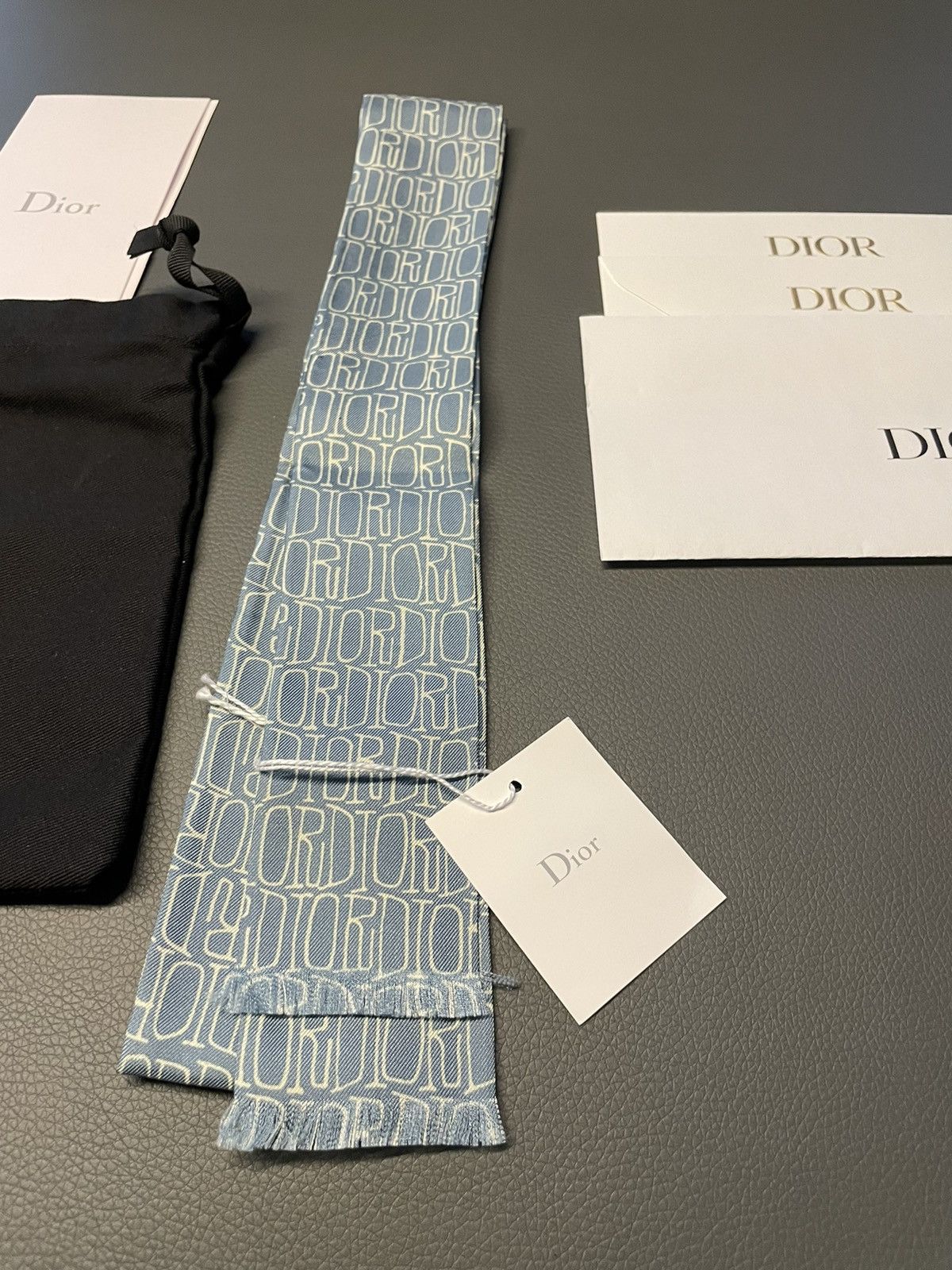 Dior Extremely Rare Runway Dior x Shawn Fluid Logo Silk Tie Size ONE SIZE - 12 Thumbnail