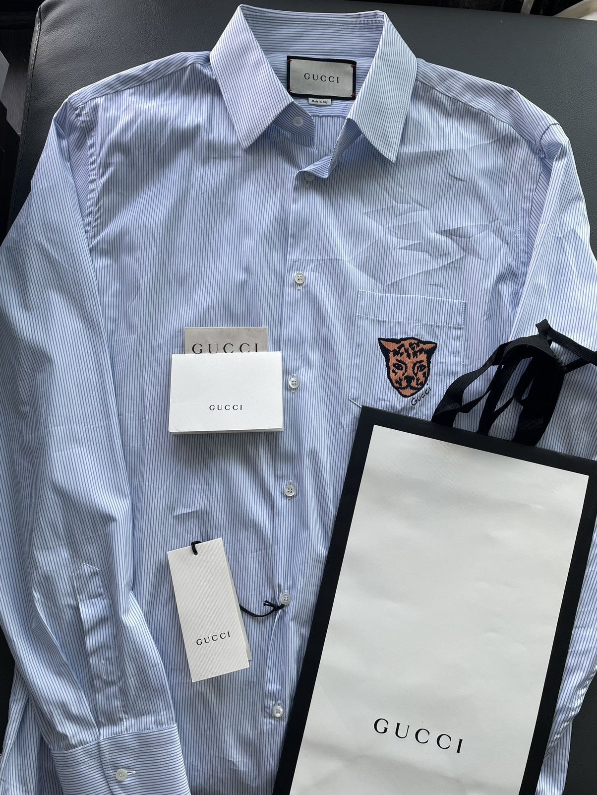 Gucci Brand New Rare Super Runway Iconic Tiger Gucci Logo Shirt Size US XL / EU 56 / 4 - 23 Thumbnail