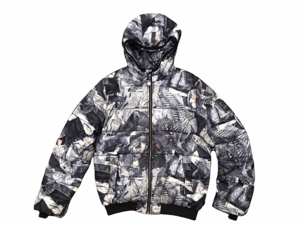 Trompe l’oeil denim Puffer jacket
