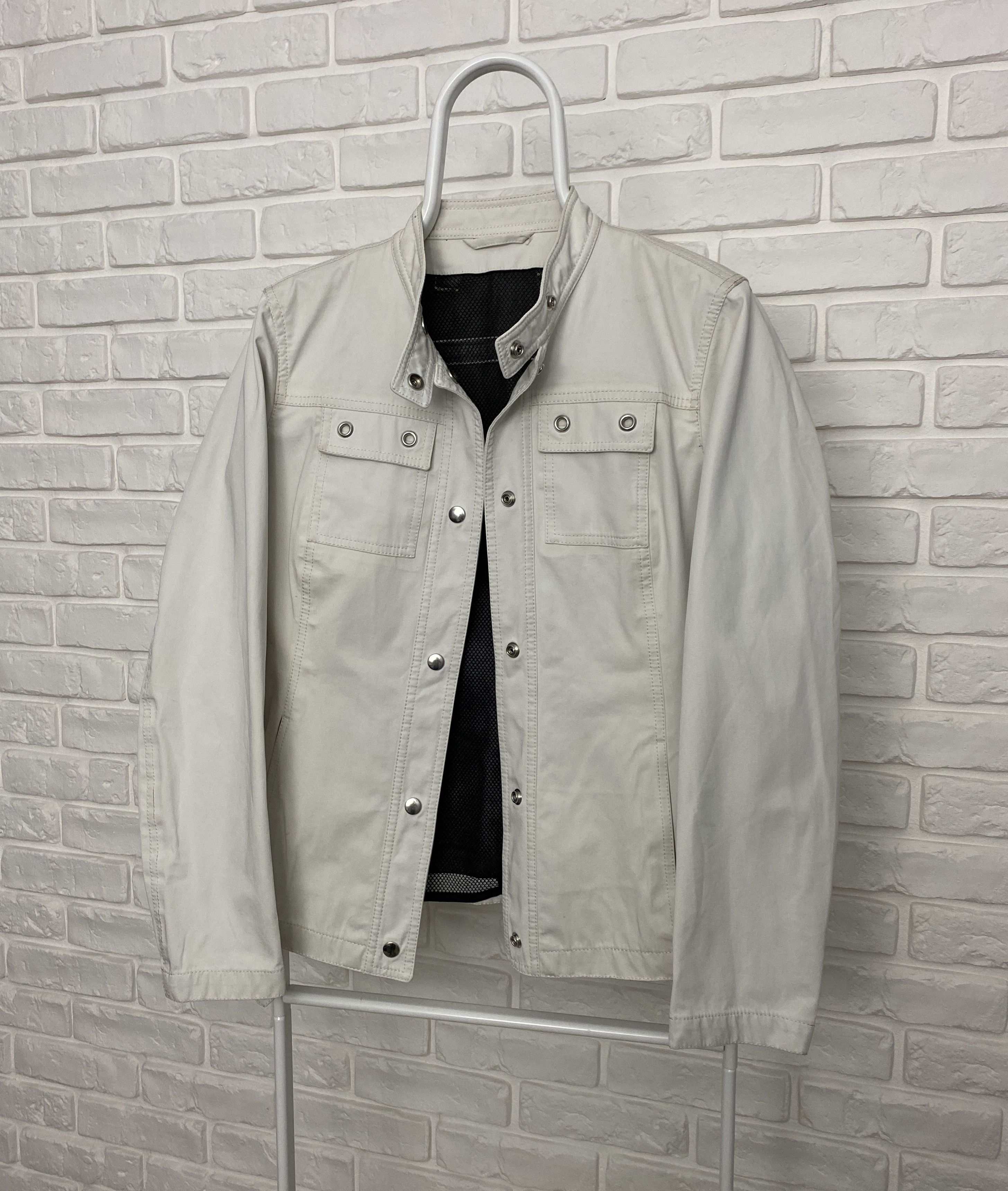 image of Prada Milano Jacket Size 44 Biker Button Front Belted in White, Men's