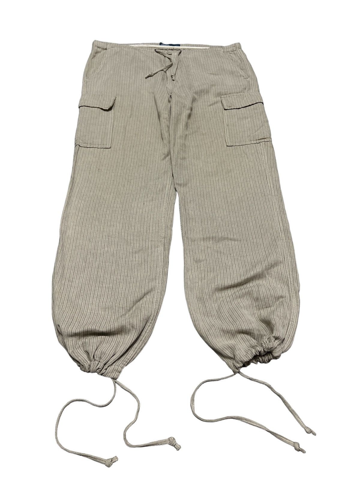 Japanese Brand PARACHUTE🔥 BLUE WAY CARGO PANT STRIPE COTTON Size US 38 / EU 54 - 2 Thumbnail