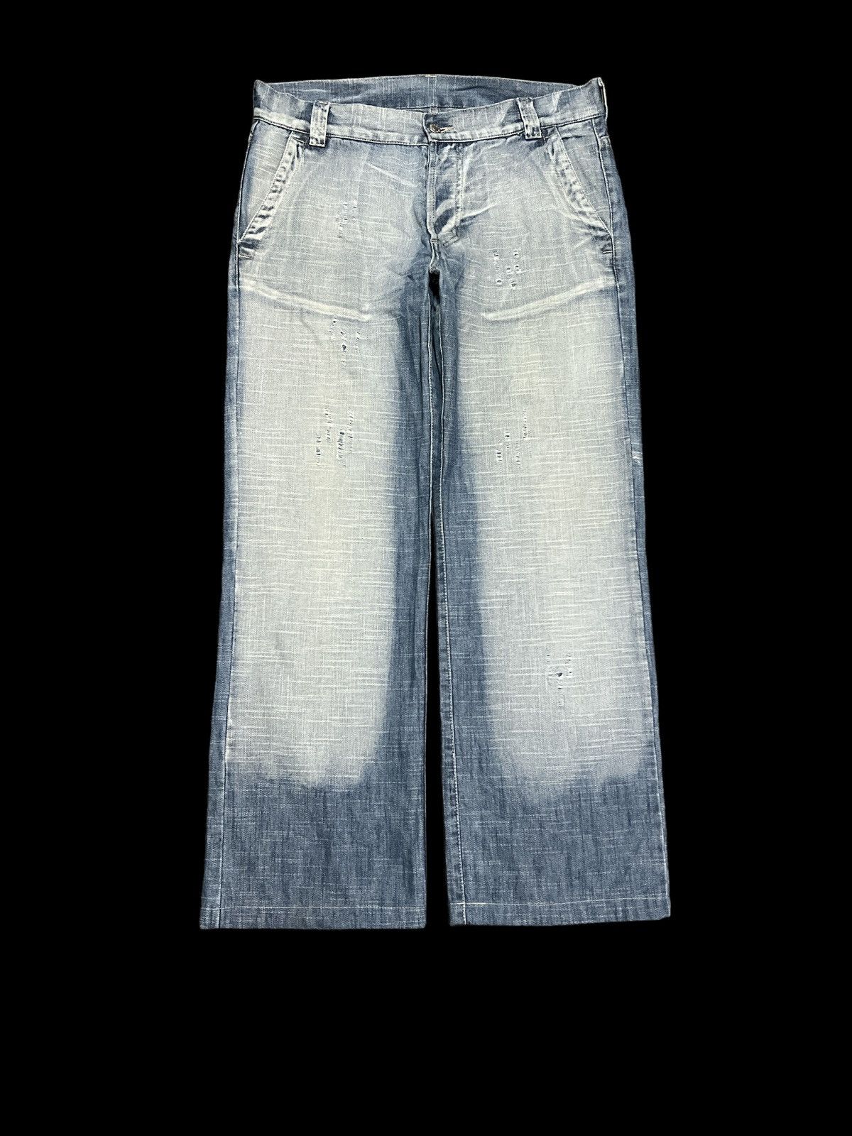 Japanese Brand BAGGY💥 THRASHED DISTRESSED DENIM PANT Size US 32 / EU 48 - 1 Thumbnail
