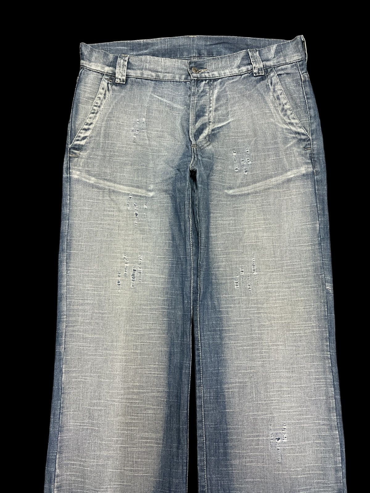 Japanese Brand BAGGY💥 THRASHED DISTRESSED DENIM PANT Size US 32 / EU 48 - 3 Thumbnail