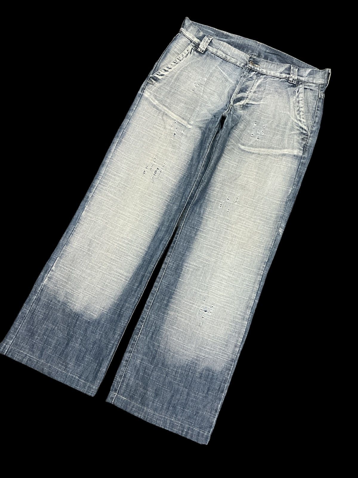 Japanese Brand BAGGY💥 THRASHED DISTRESSED DENIM PANT Size US 32 / EU 48 - 5 Thumbnail