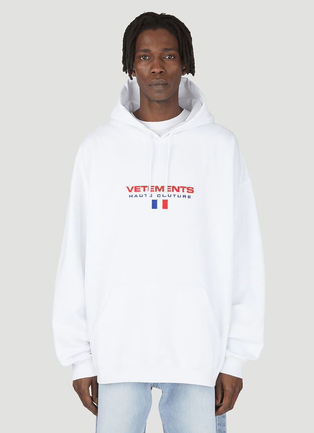 Vetements New with Tag, Haute Couture Logo Hooded Sweatshirt In White Size US L / EU 52-54 / 3 - 2 Thumbnail