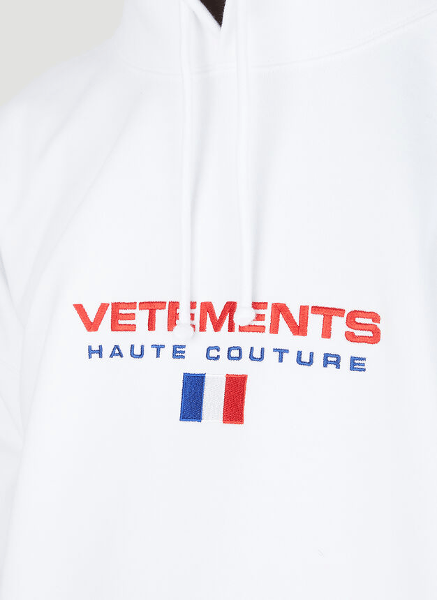 Vetements New with Tag, Haute Couture Logo Hooded Sweatshirt In White Size US L / EU 52-54 / 3 - 5 Thumbnail