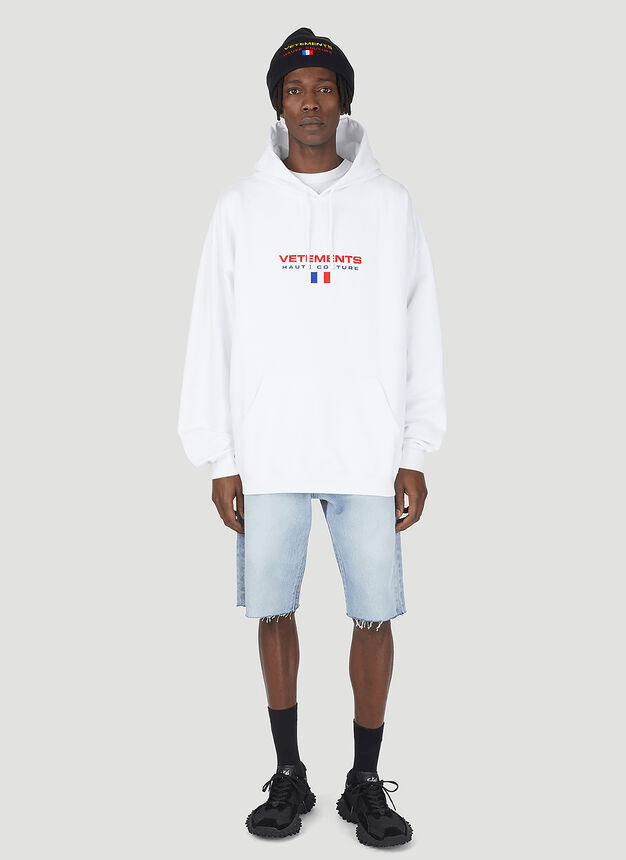 New with Tag Haute Couture Logo Hooded Sweatshirt In White