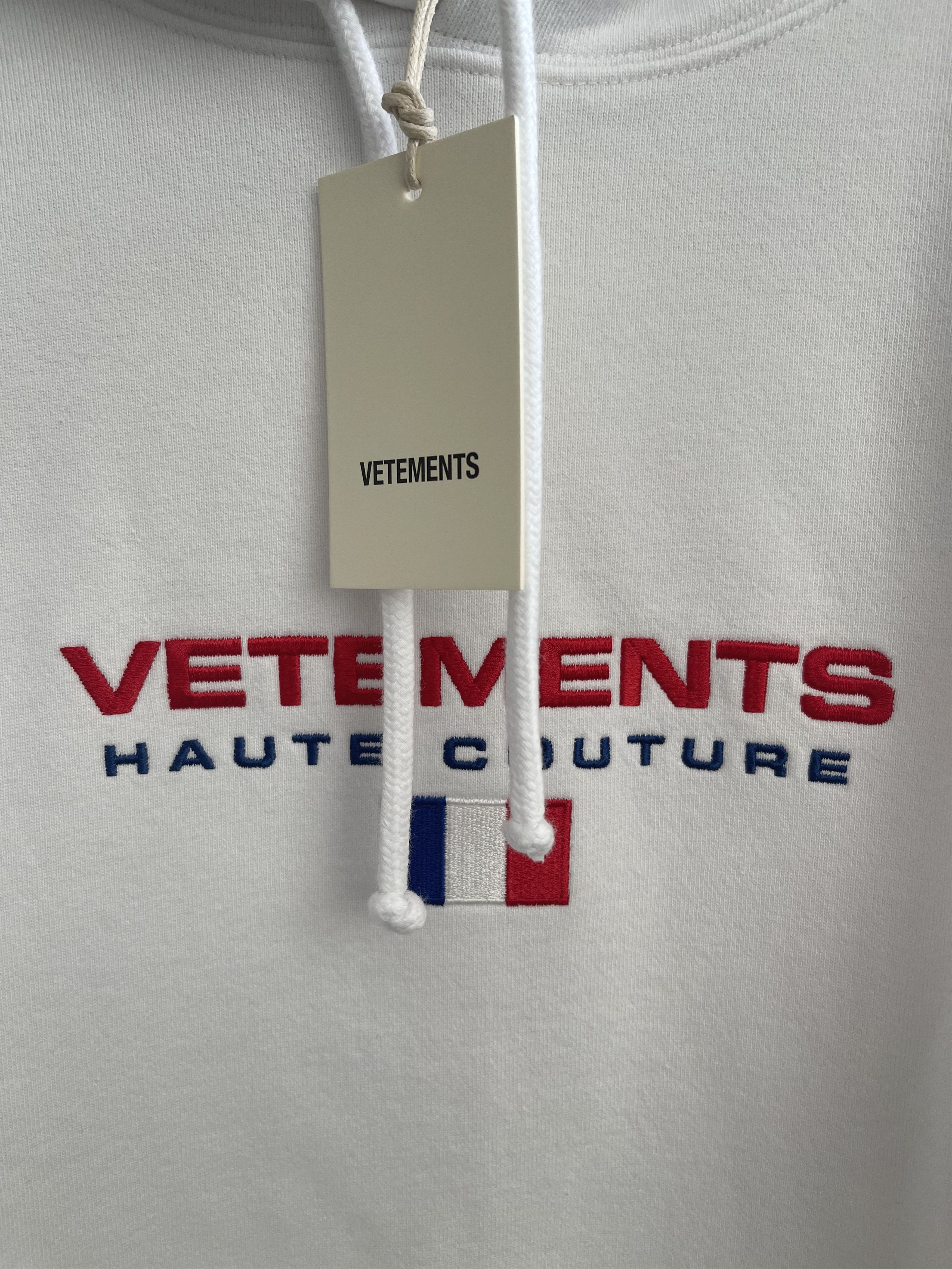 Vetements New with Tag, Haute Couture Logo Hooded Sweatshirt In White Size US L / EU 52-54 / 3 - 8 Thumbnail