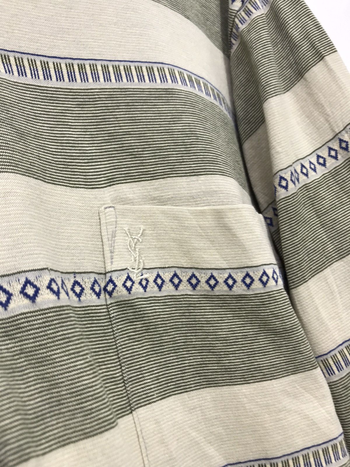 Vintage ⭐️YSL Vintage 90s Striped Long Sleeve Thin Polo Shirt 27🟩 Size US M / EU 48-50 / 2 - 3 Thumbnail