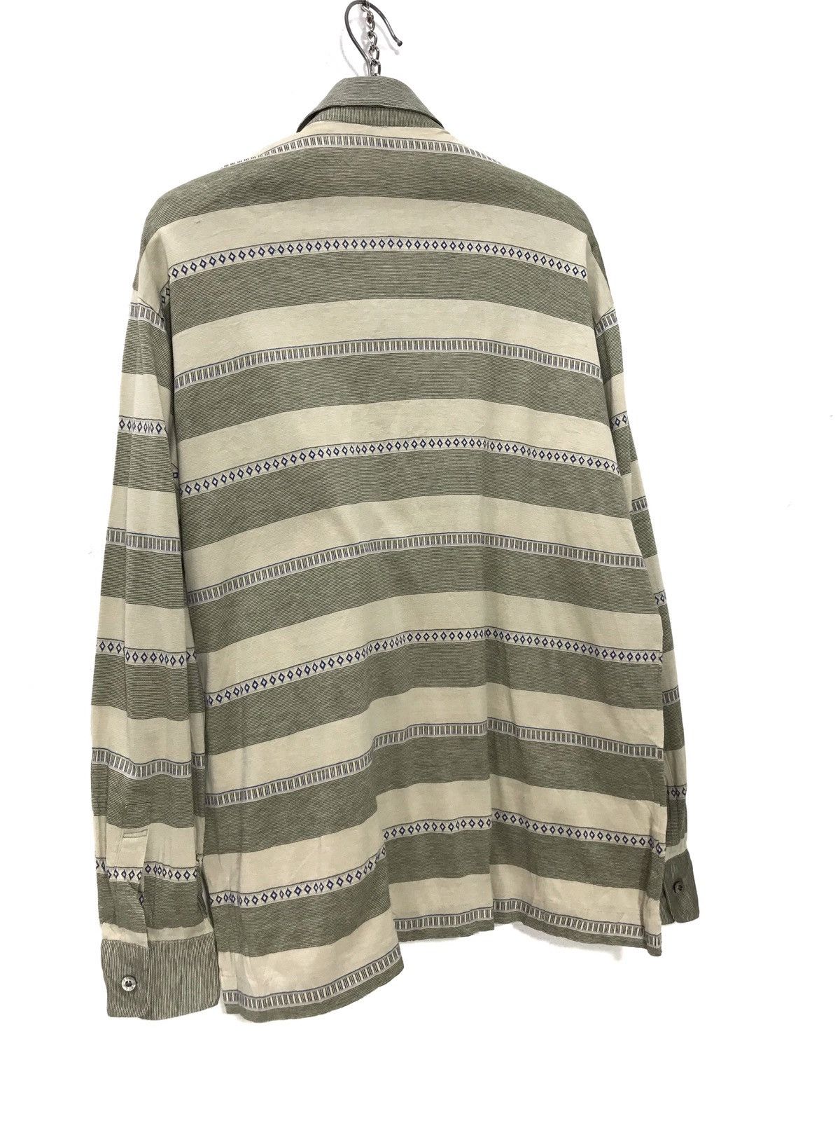 Vintage ⭐️YSL Vintage 90s Striped Long Sleeve Thin Polo Shirt 27🟩 Size US M / EU 48-50 / 2 - 6 Thumbnail