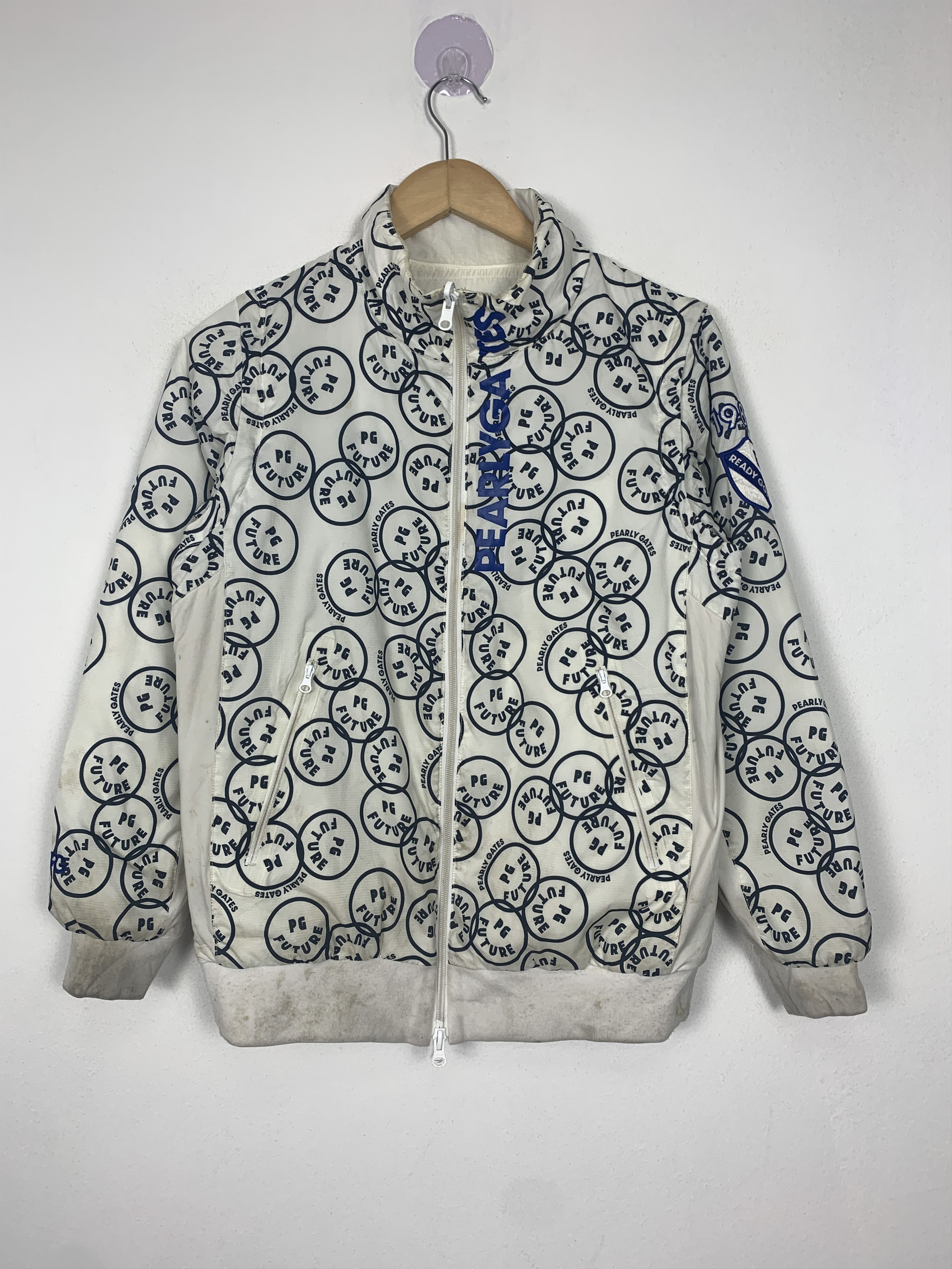 image of Vintage Pearly Gates Zip Up Reversible Jacket in White, Men's (Size Small)