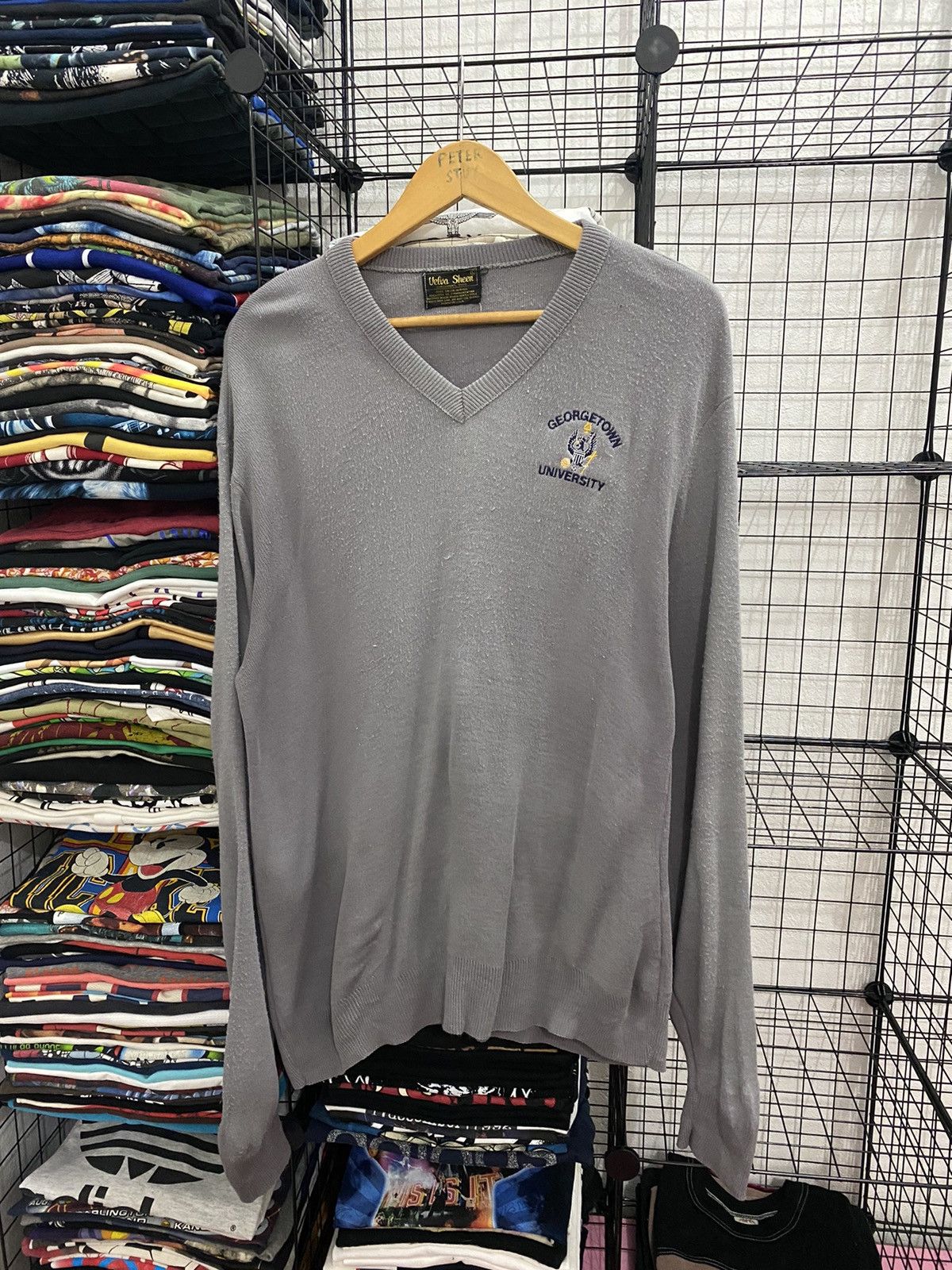 Velva Sheen × Vintage Vintage Georgetown University knitwear Sweater Size US L / EU 52-54 / 3 - 1 Thumbnail