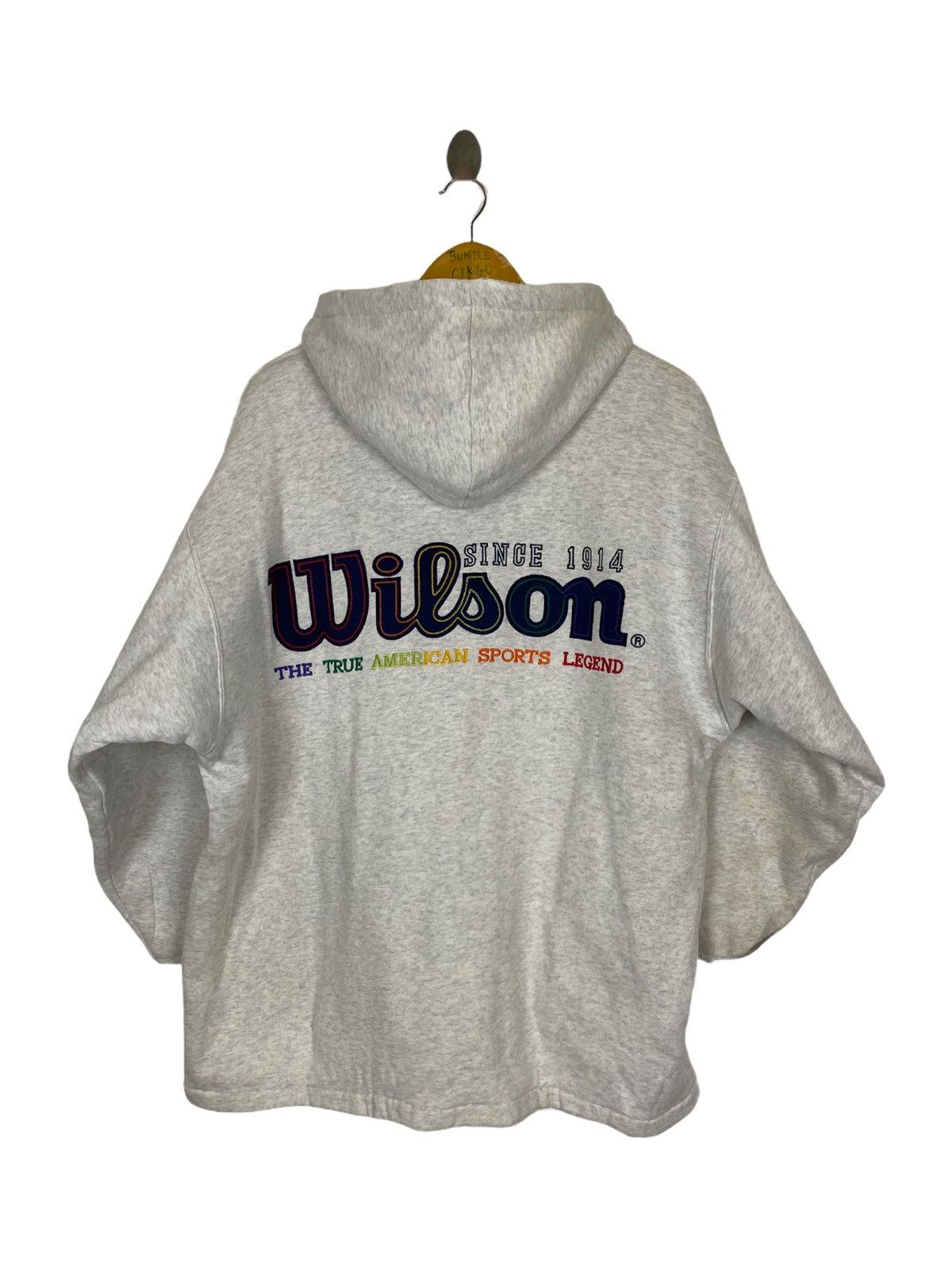 Vintage × Wilson GK147 VINTAGE WILSON EMBROIDED BIG LOGO HODDIES Size US XL / EU 56 / 4 - 1 Thumbnail